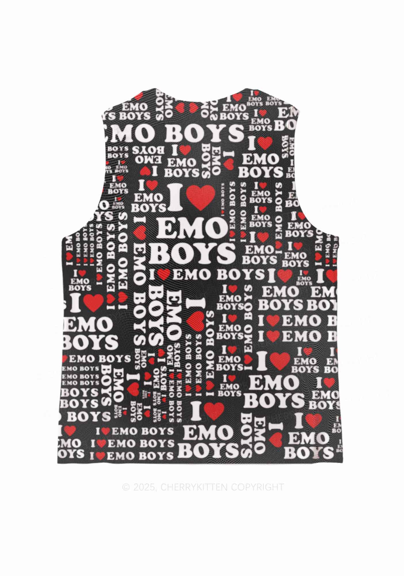 I Love Emo Boys Y2K Mesh Muscle Tank Cherrykitten