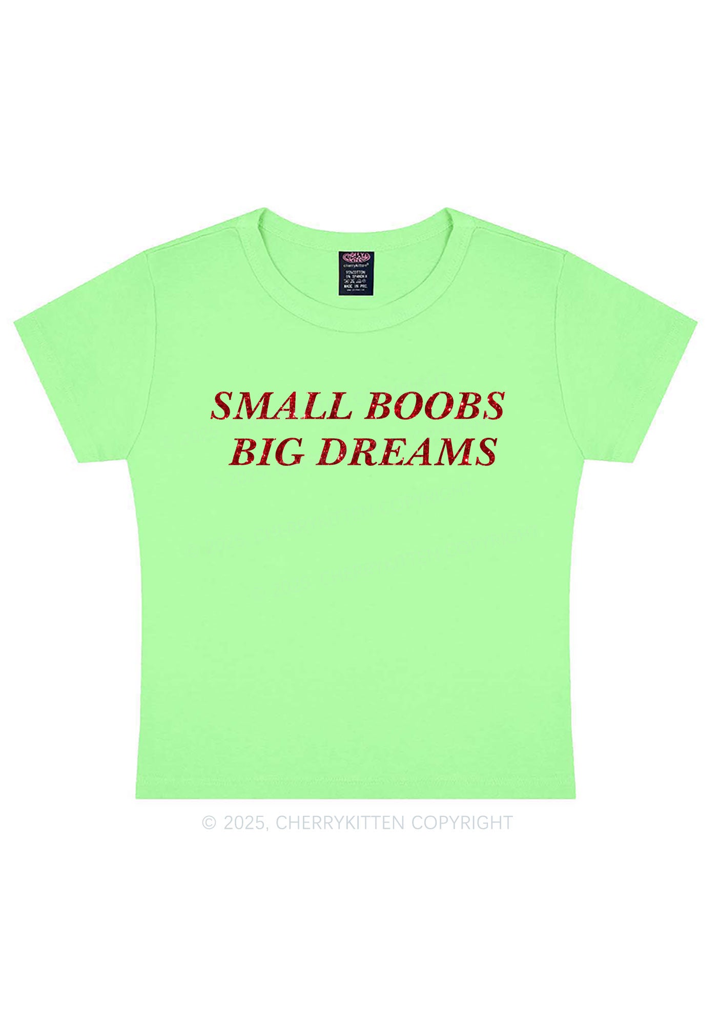 Glitter Small But Big Dreams Y2K Baby Tee Cherrykitten