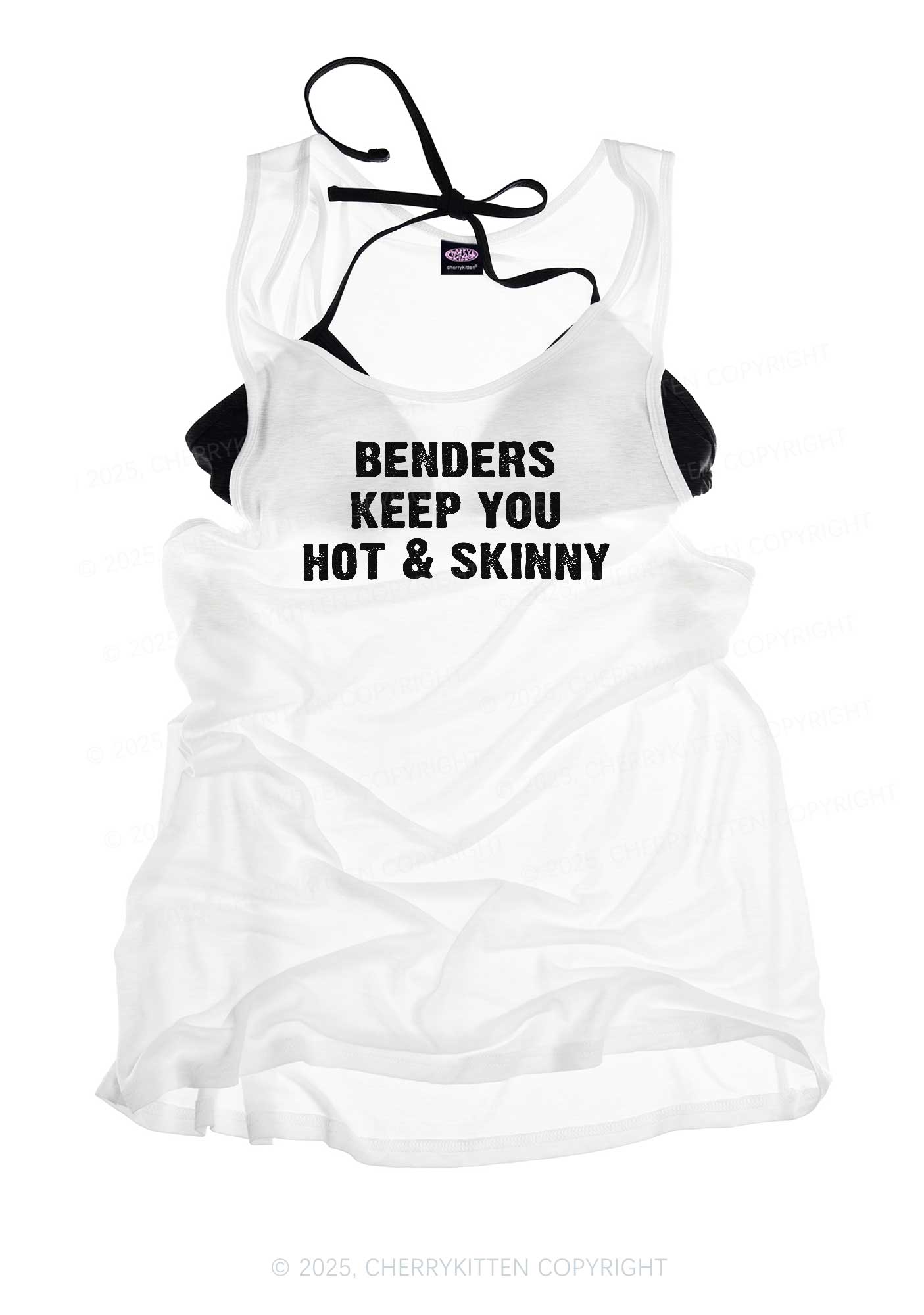 Benders Keep You Hot&Skinny Y2K Sheer Boyfriend Tank Cherrykitten