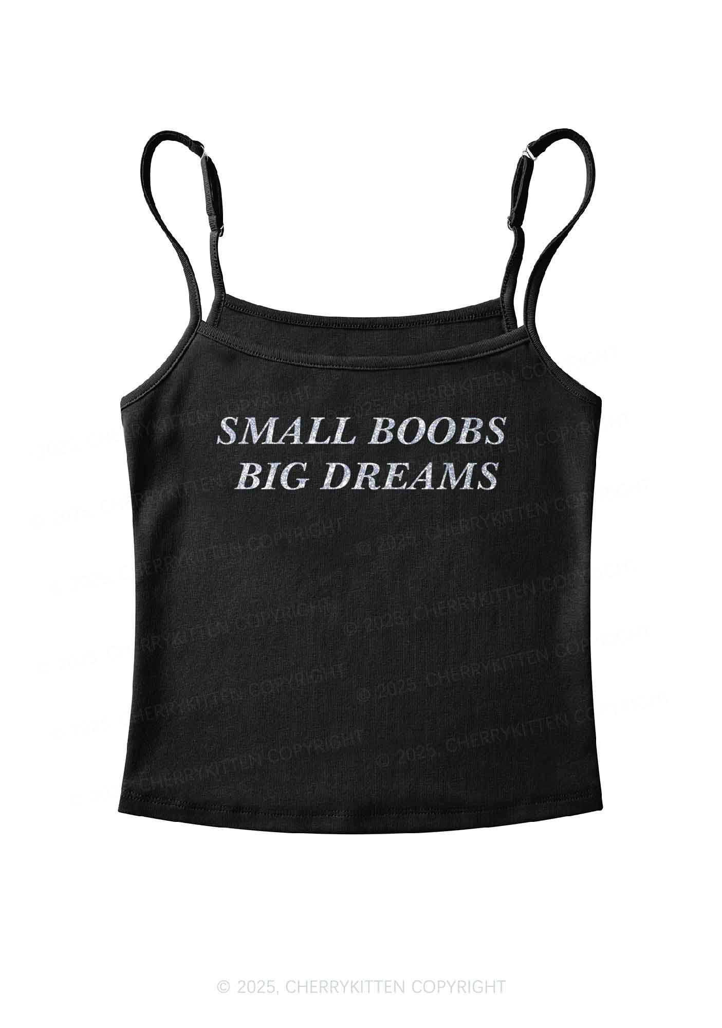 Glitter Small But Big Dreams Y2K Spaghetti Strap Cami Cherrykitten