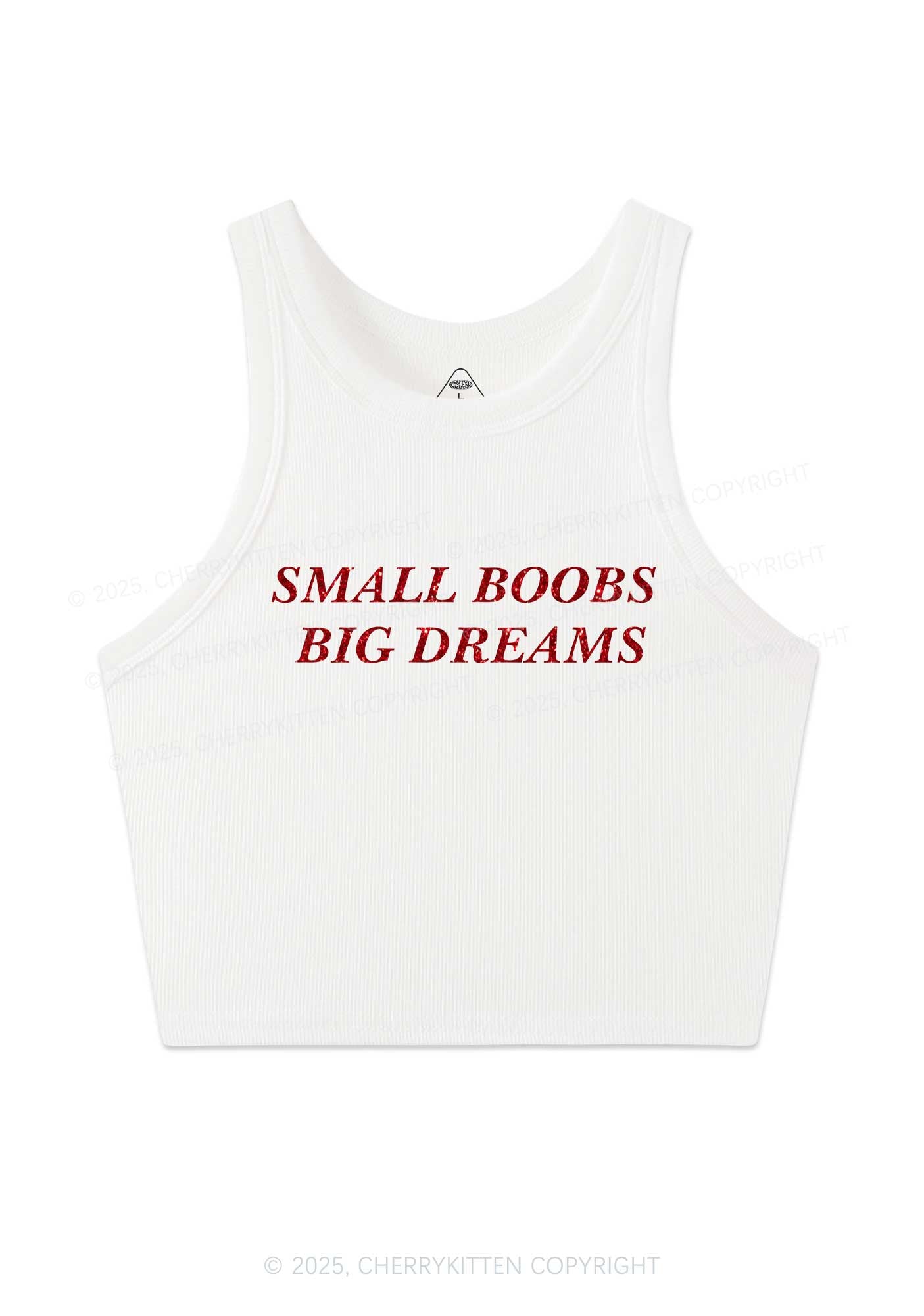 Glitter Small But Big Dreams Y2K Crop Tank Top Cherrykitten
