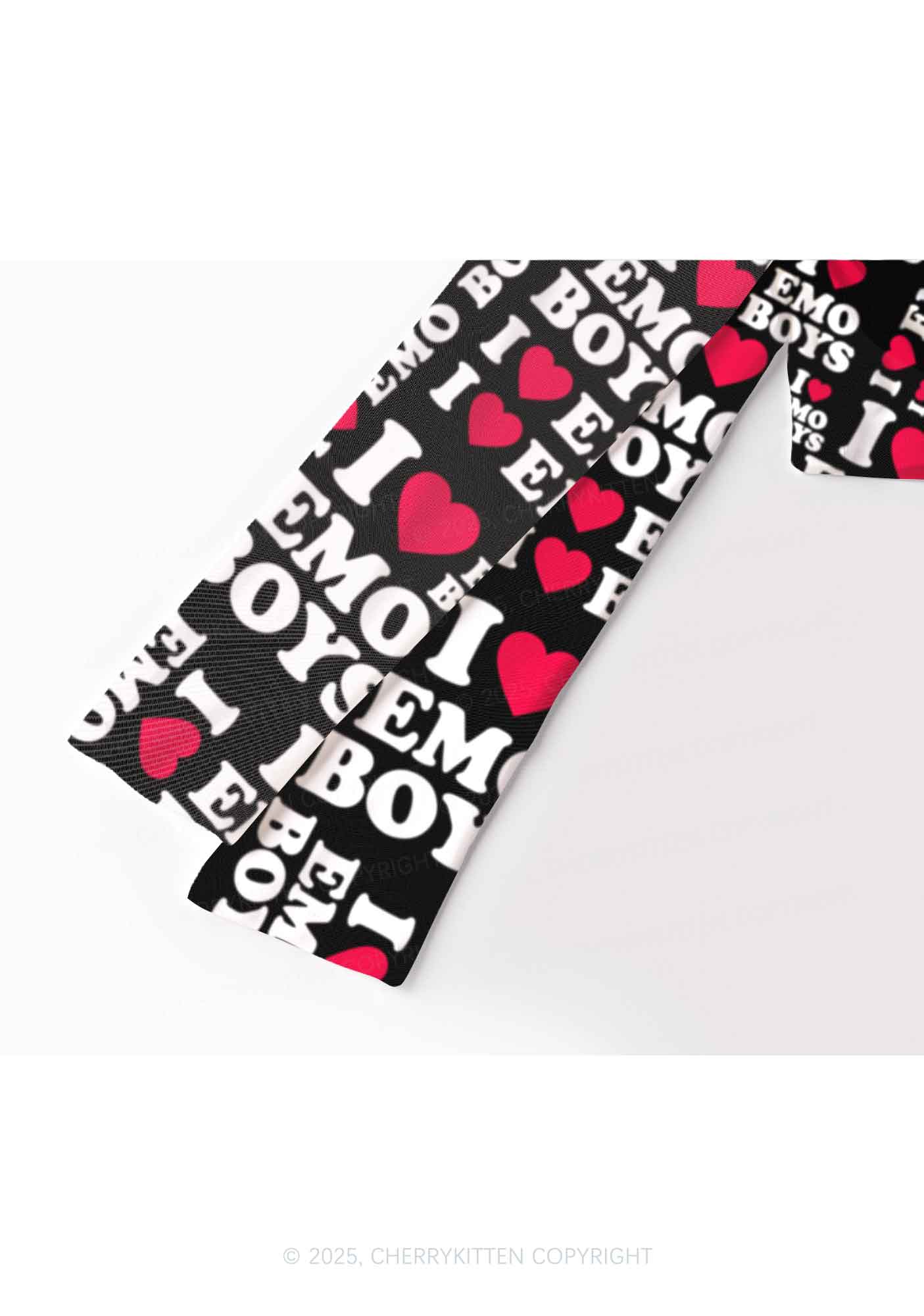 I Love Emo Boys Y2K Mesh Long Sleeve Crop Top Cherrykitten