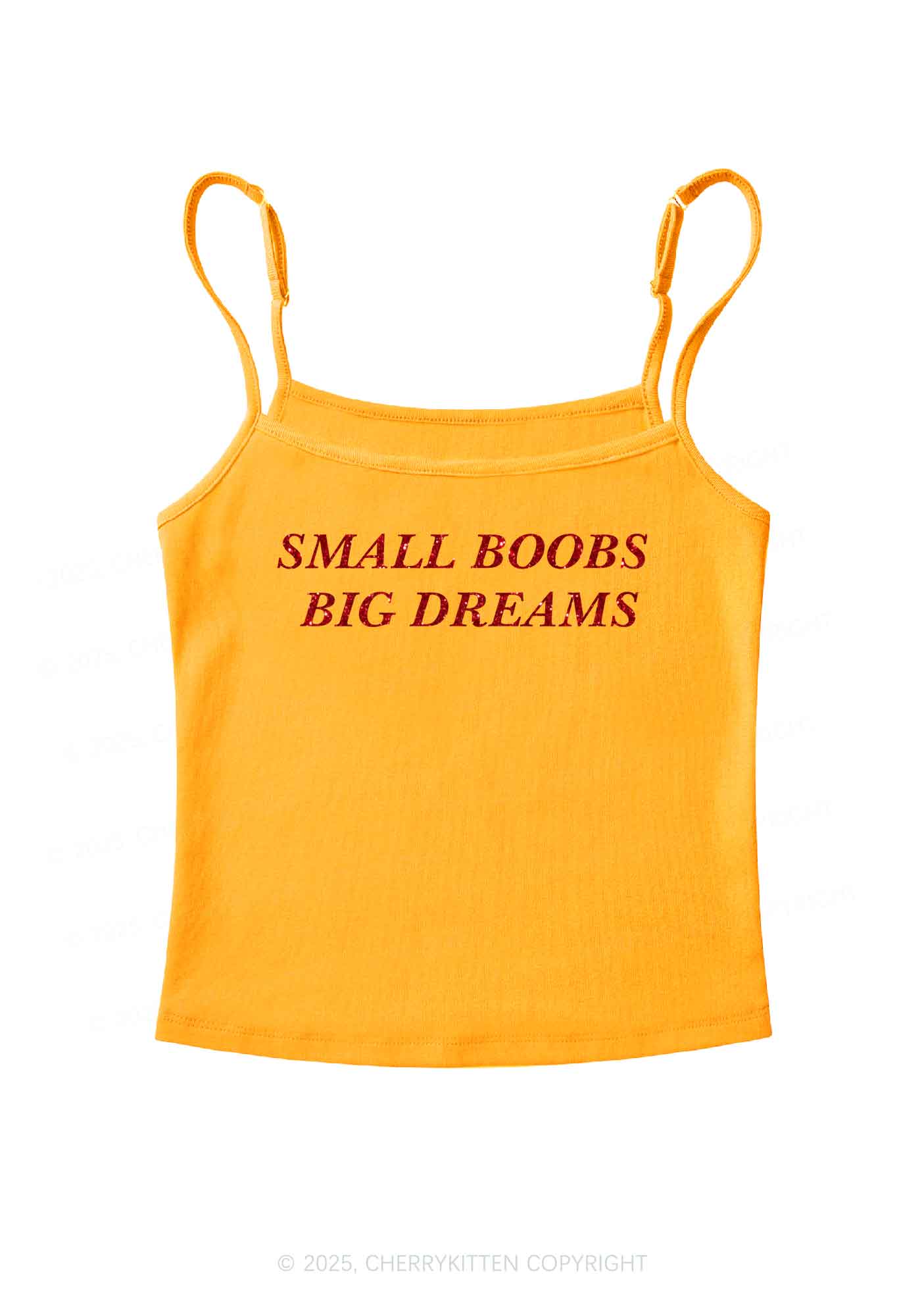 Glitter Small But Big Dreams Y2K Spaghetti Strap Cami Cherrykitten