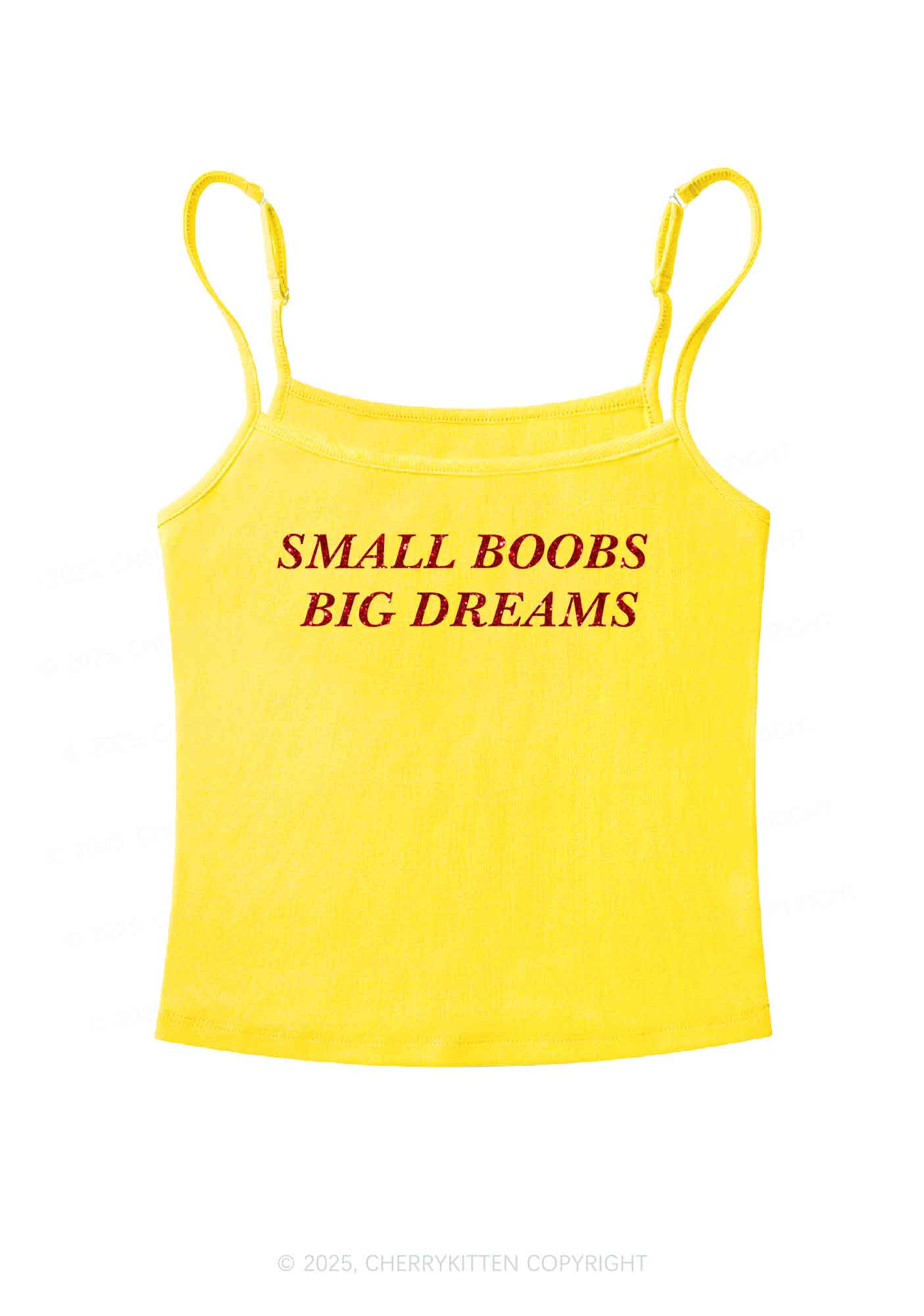 Glitter Small But Big Dreams Y2K Spaghetti Strap Cami Cherrykitten