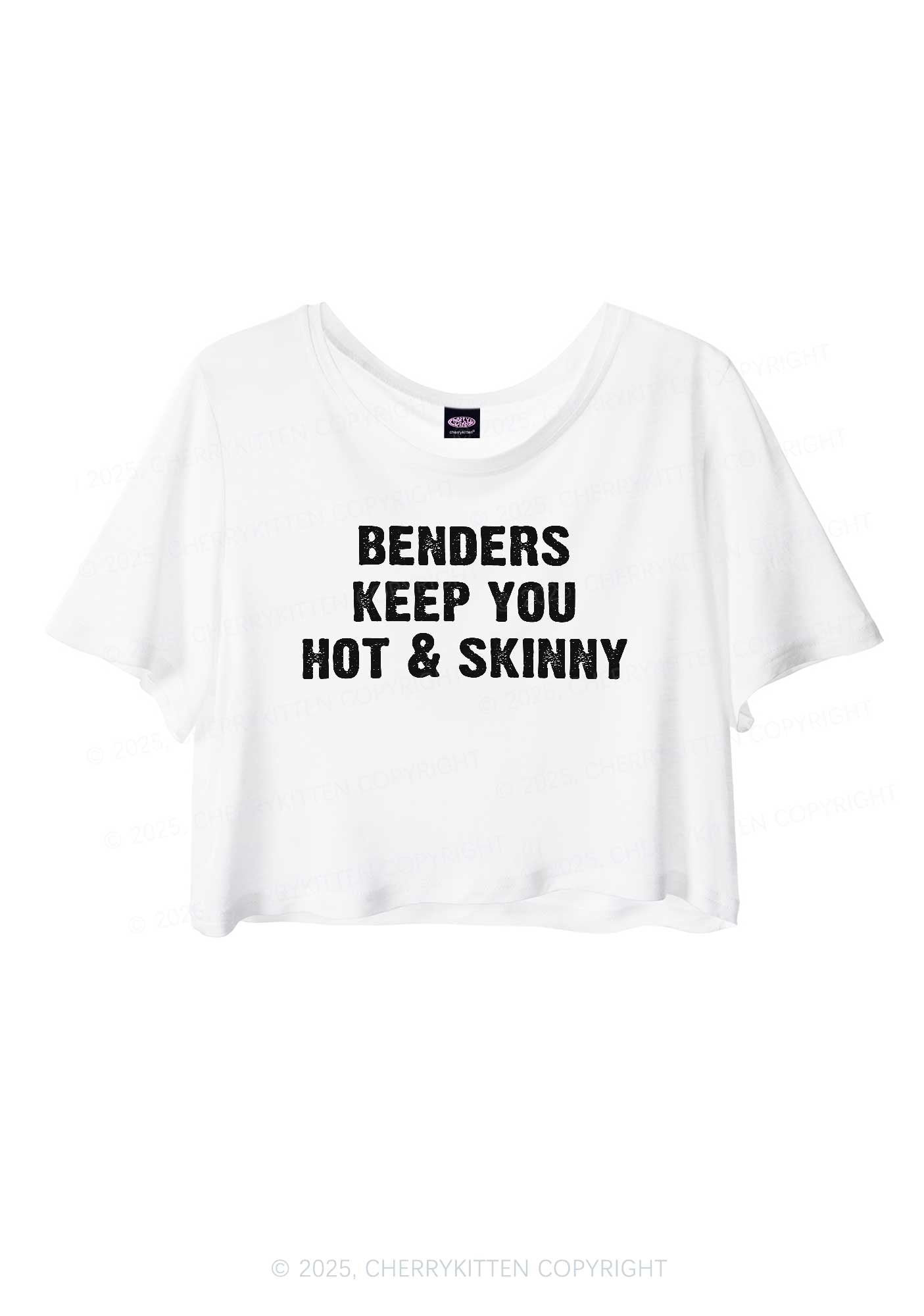 Benders Keep You Hot&Skinny Y2K Sheer Crop Tee Cherrykitten