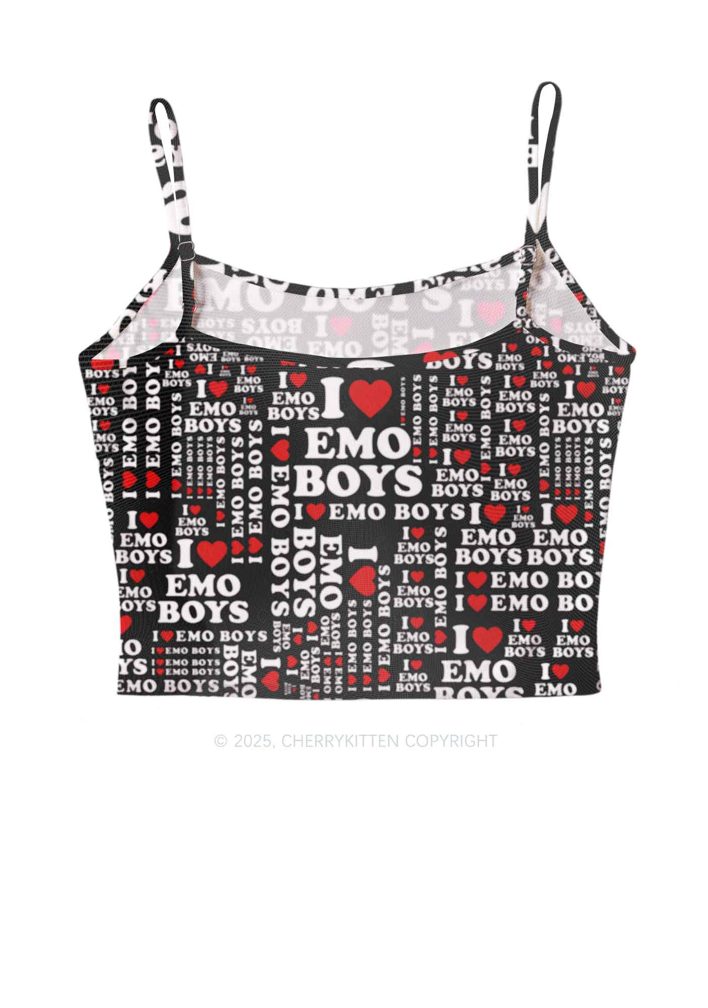 I Love Emo Boys Y2K Mesh Cami Tank Cherrykitten