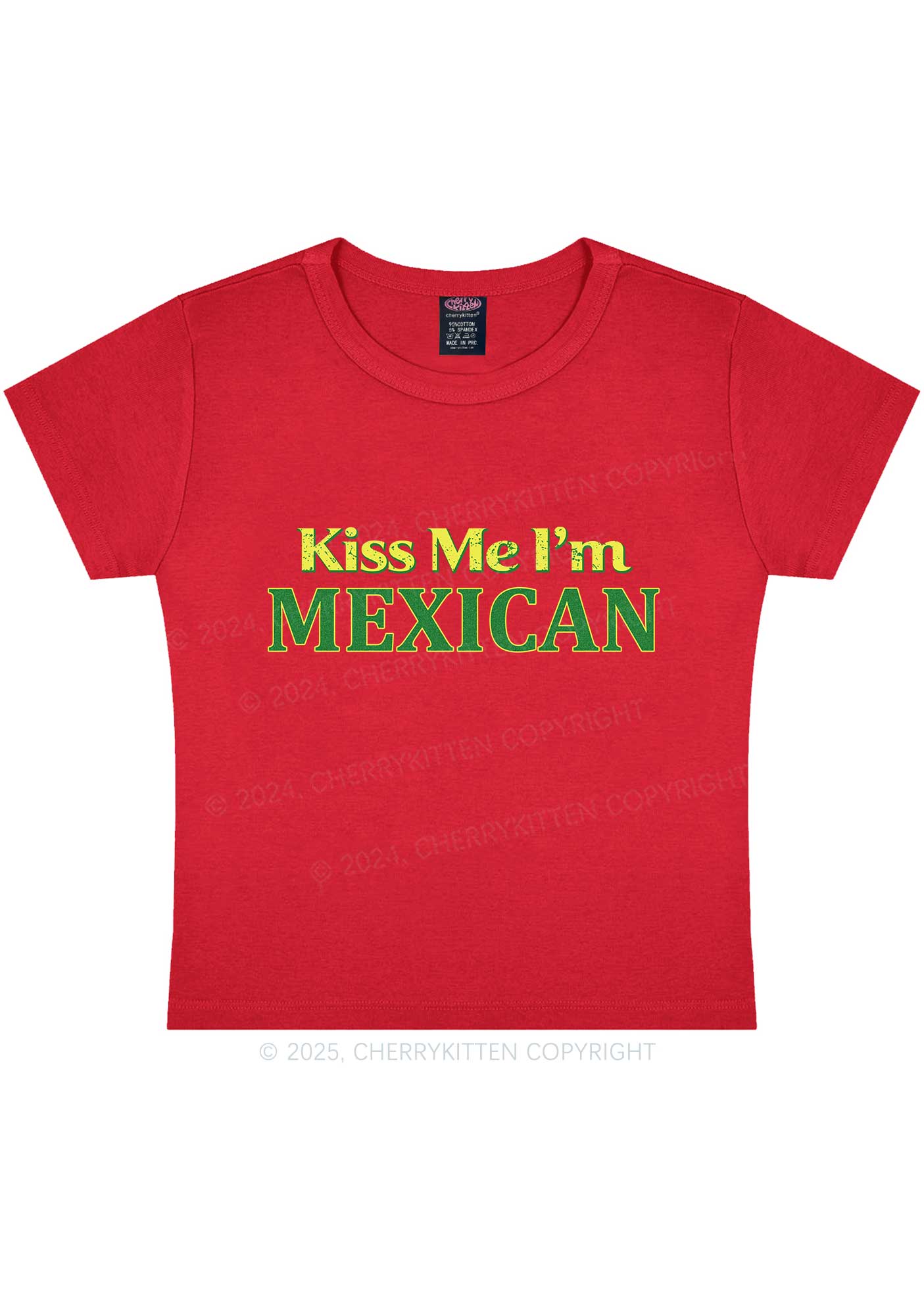 Kiss Me Im Mexican St Patricks Y2K Baby Tee Cherrykitten