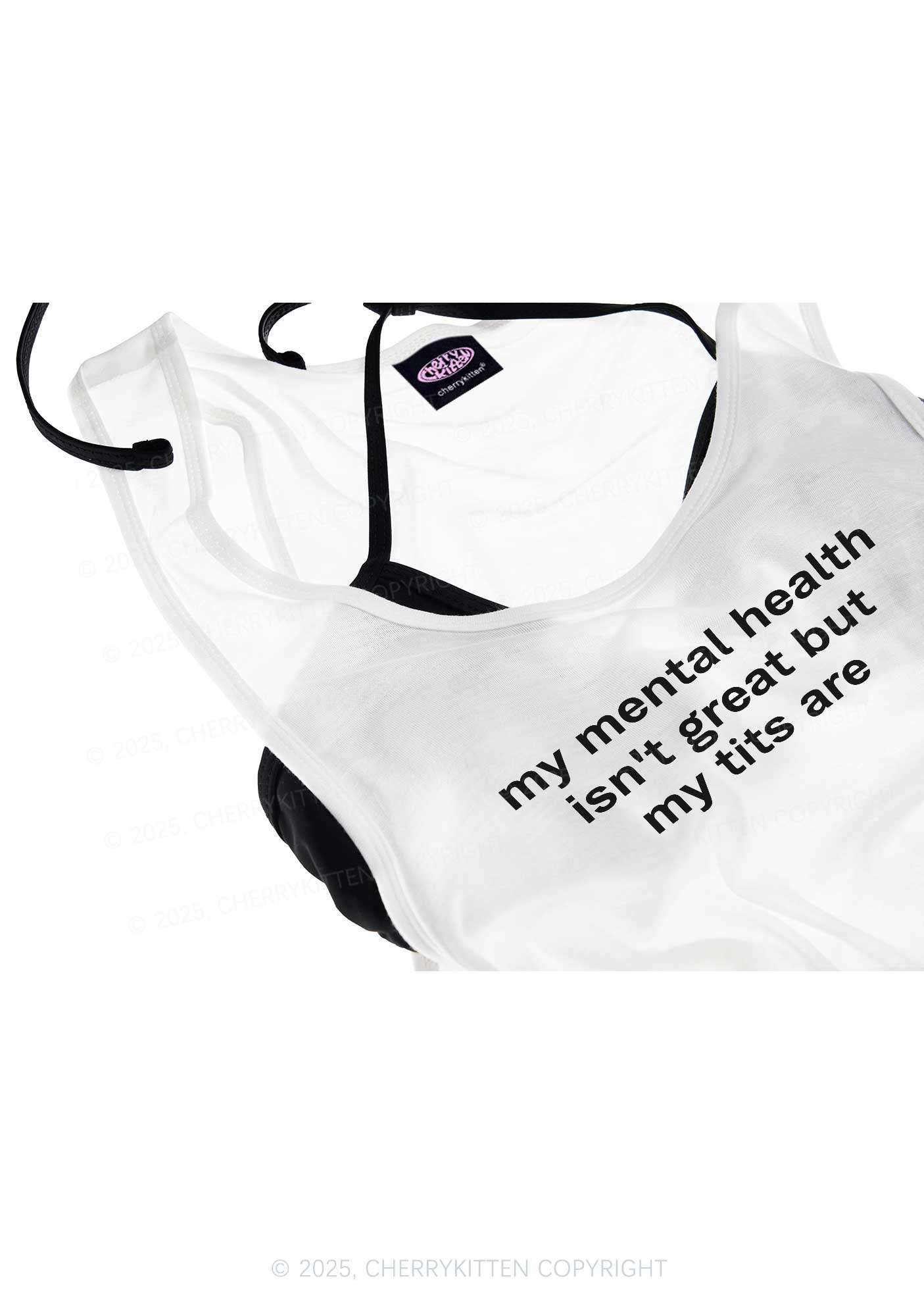 My Mental Health Isn't Great Y2K Sheer Boyfriend Tank Cherrykitten