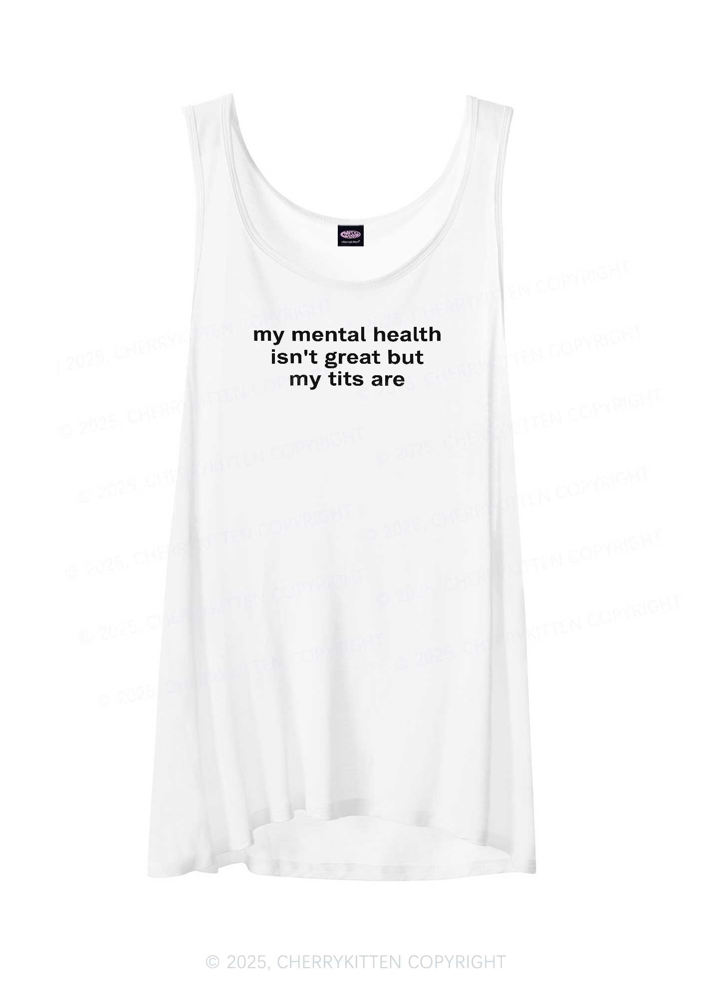 My Mental Health Isn't Great Y2K Sheer Boyfriend Tank Cherrykitten