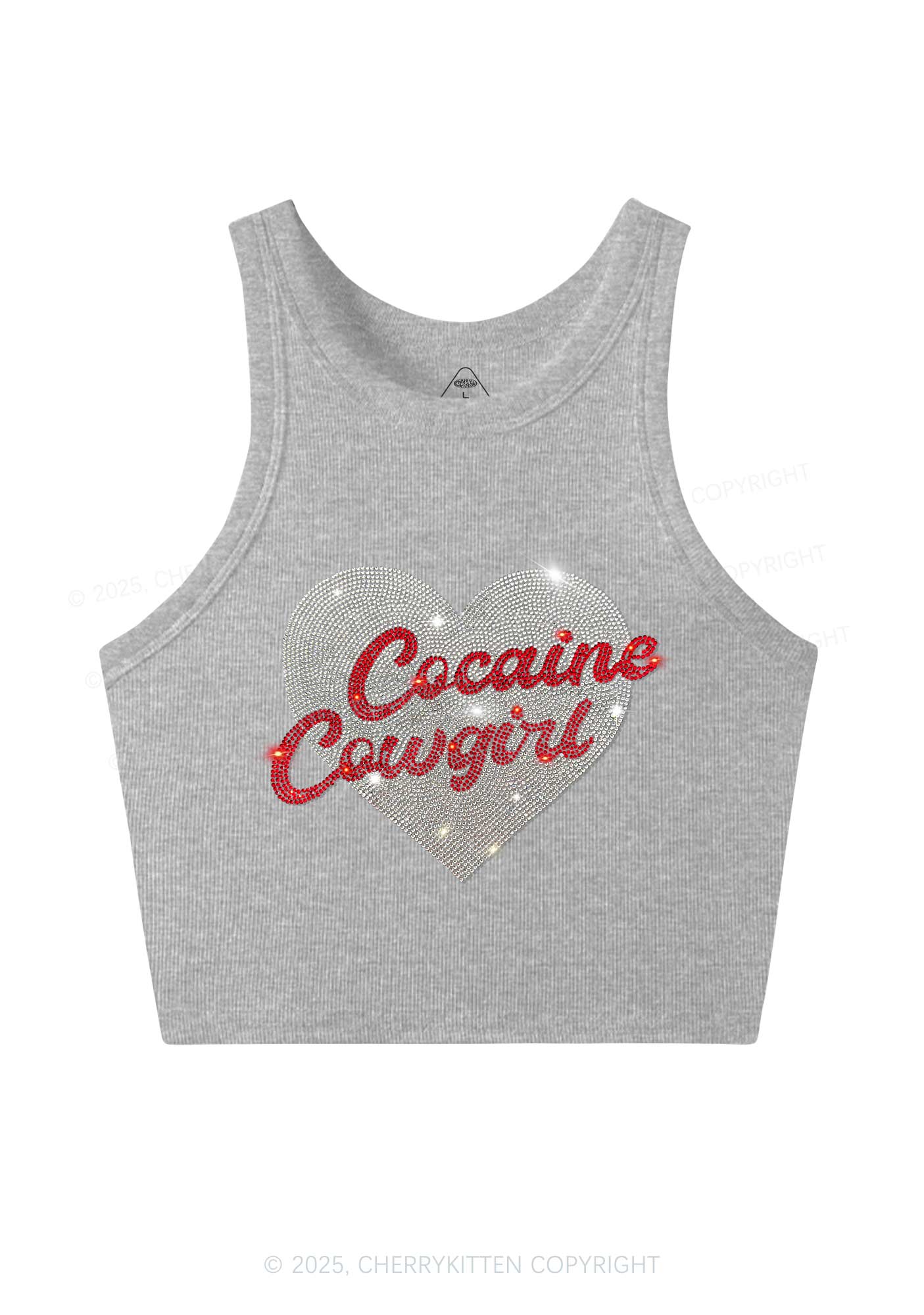 Rhinestone Cola Cowgirl Y2K Crop Tank Top Cherrykitten