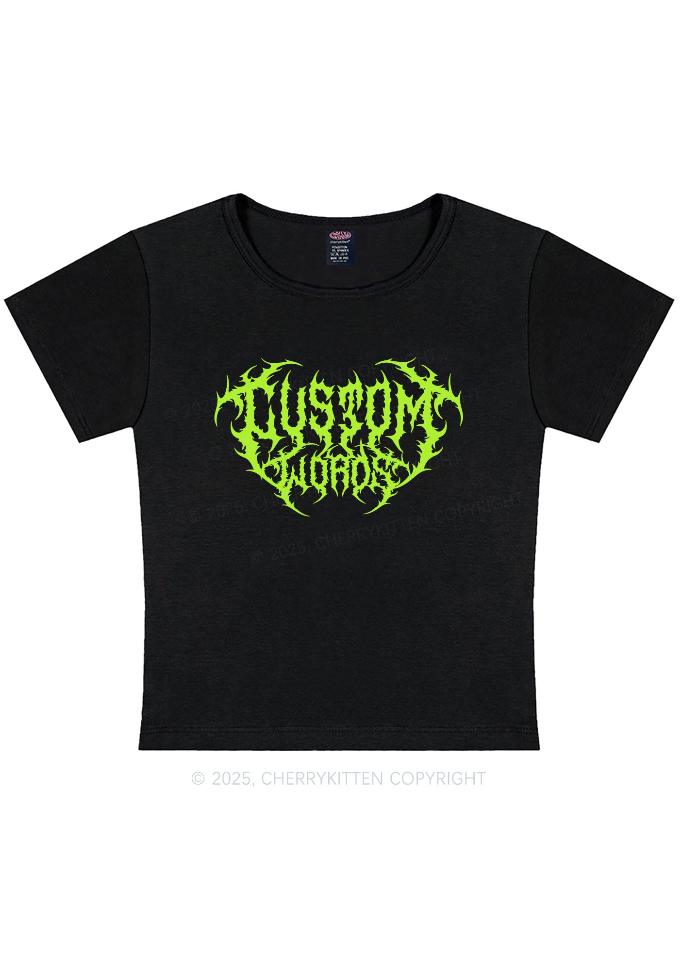 Custom Punk Words Y2K Baby Tee Cherrykitten