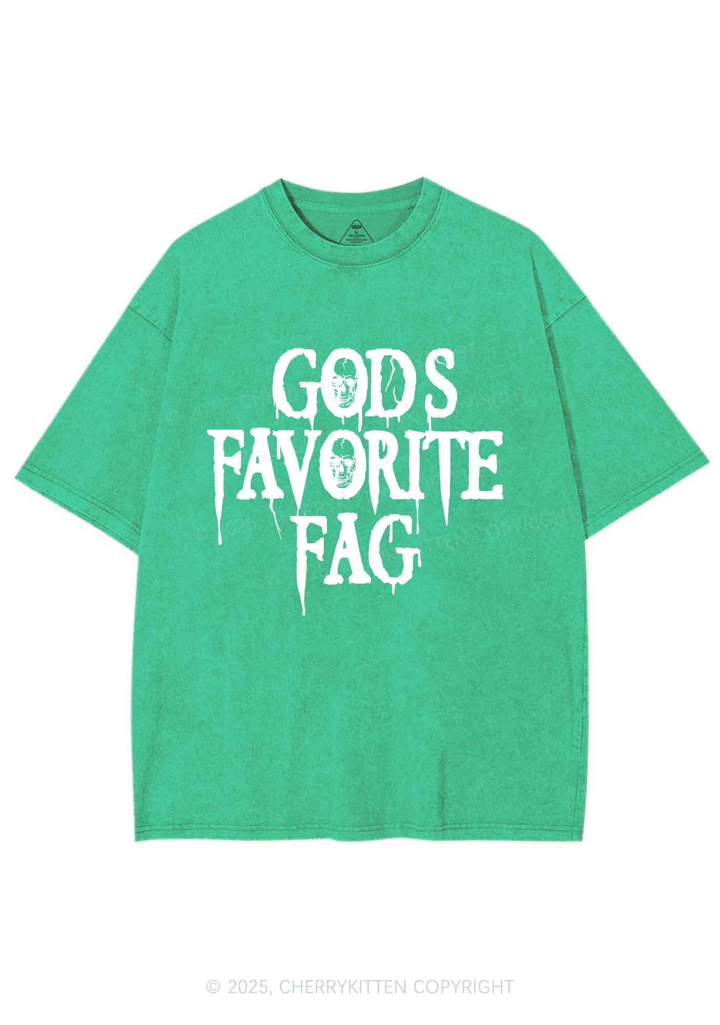 Halloween Gods Favorite Fag Pride Y2K Shirts Washed Tee Cherrykitten