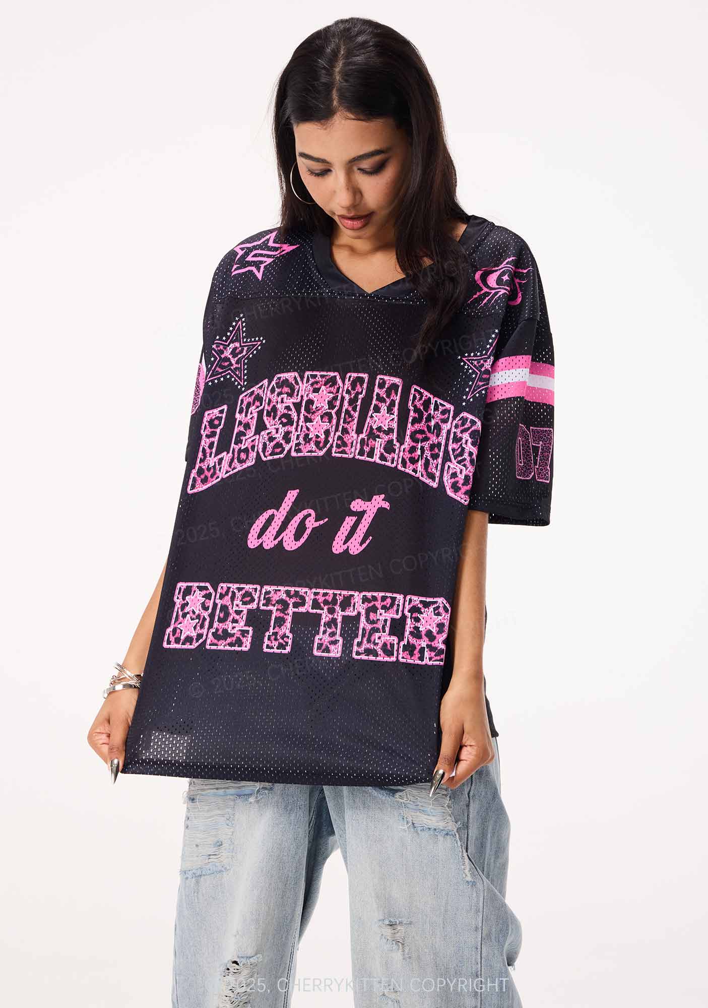 Custom Lesbians Do It Better Pride Y2K Mesh Jersey Shirts Cherrykitten