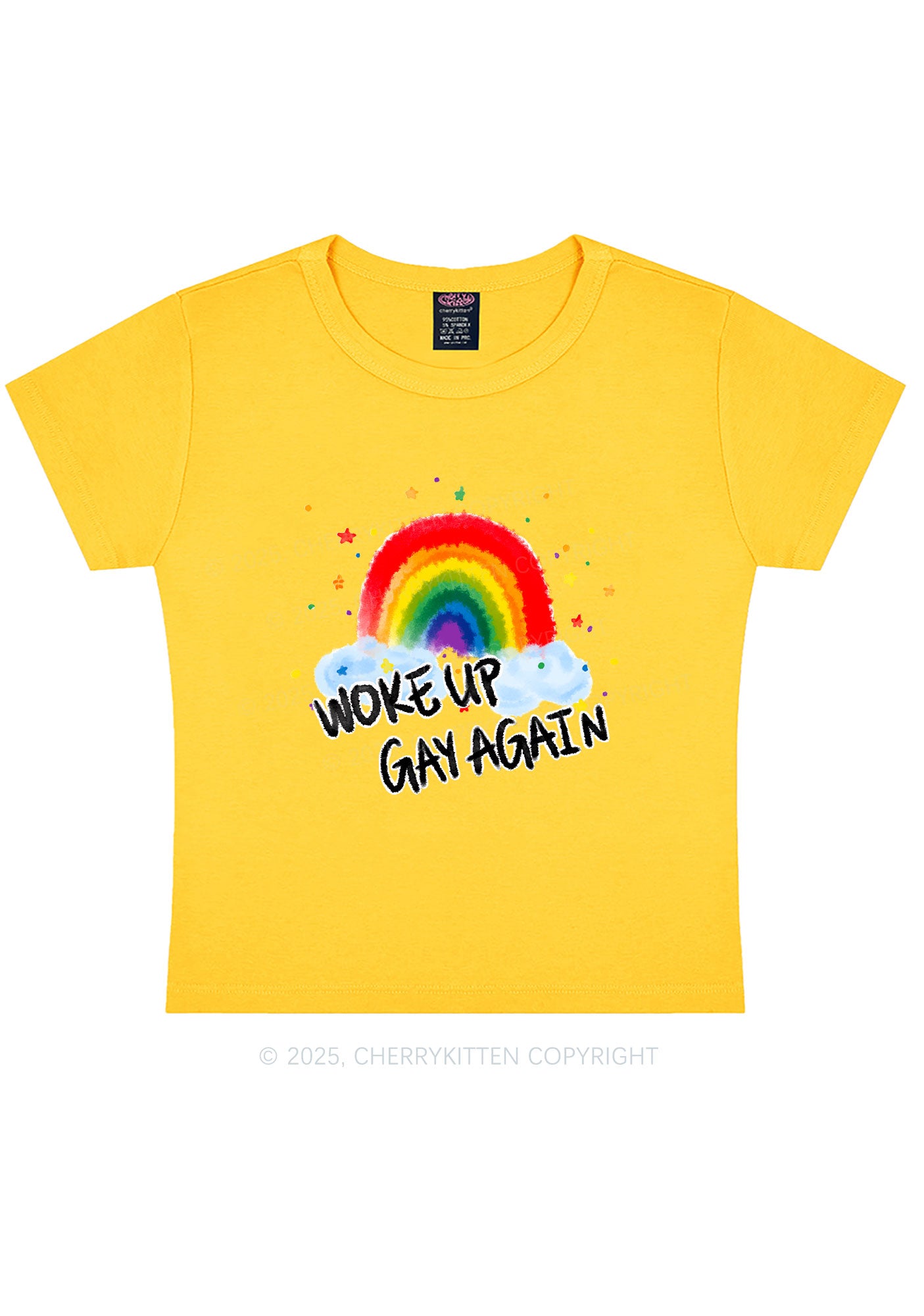 Woke Up Gay Again Y2K Baby Tee Cherrykitten