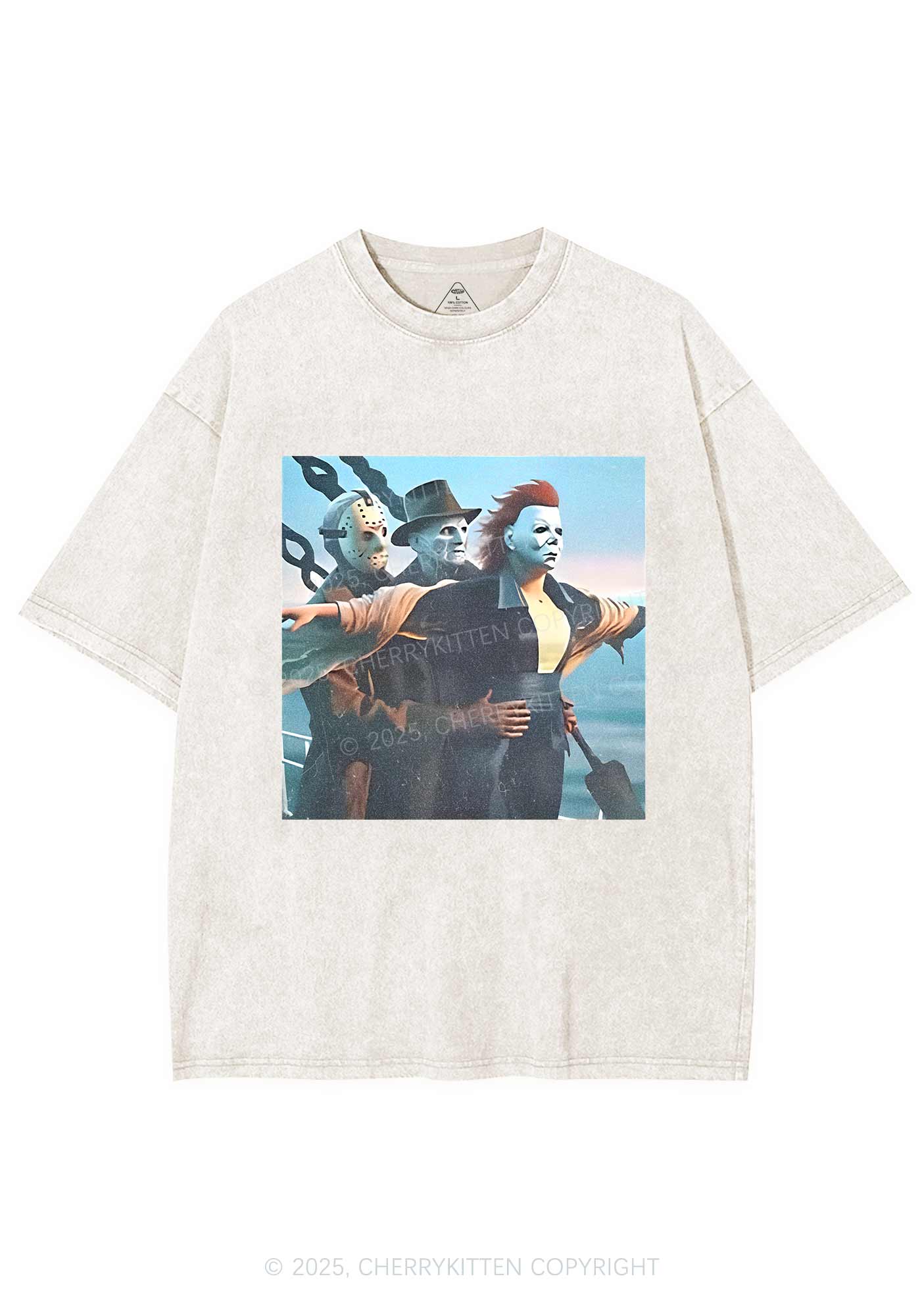 Halloween Horror Characters Y2K Washed Tee Cherrykitten