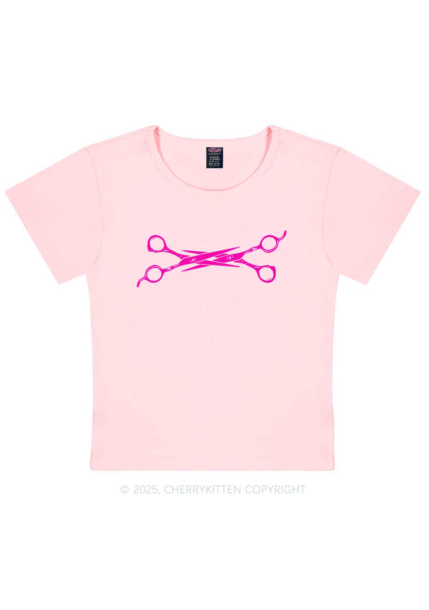 Pink Scissor Y2K Baby Tee Cherrykitten