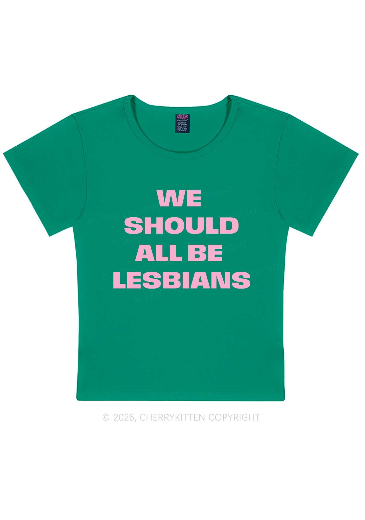 We Should All Be Lesbians Pride Y2K Baby Tee Cherrykitten