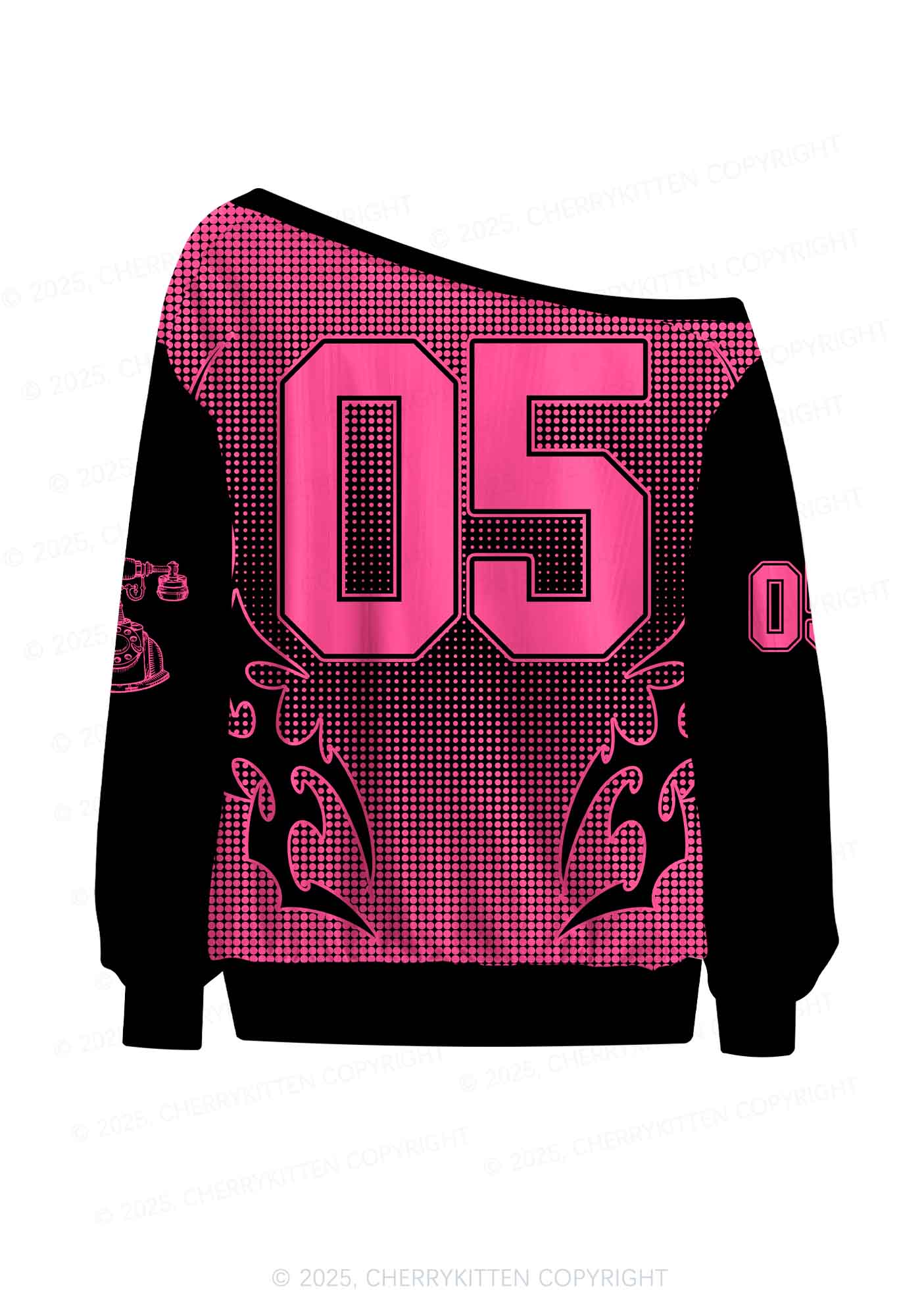 Halloween Custom Pink Horror Hang Up Heart Y2K Off Shoulder Long Sleeve Sport Jersey Shirts Cherrykitten