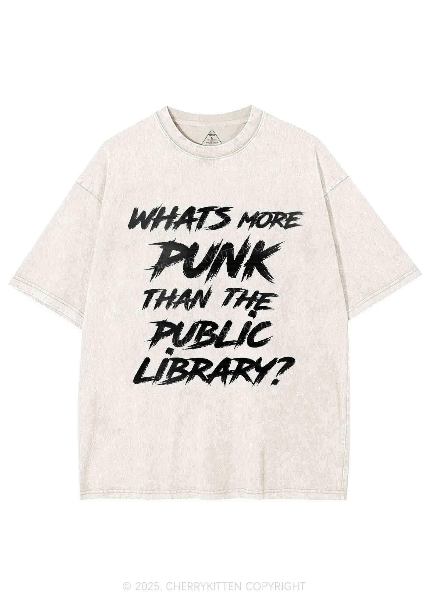 Punk Than Public Library Y2K Shirts Washed Tee Cherrykitten