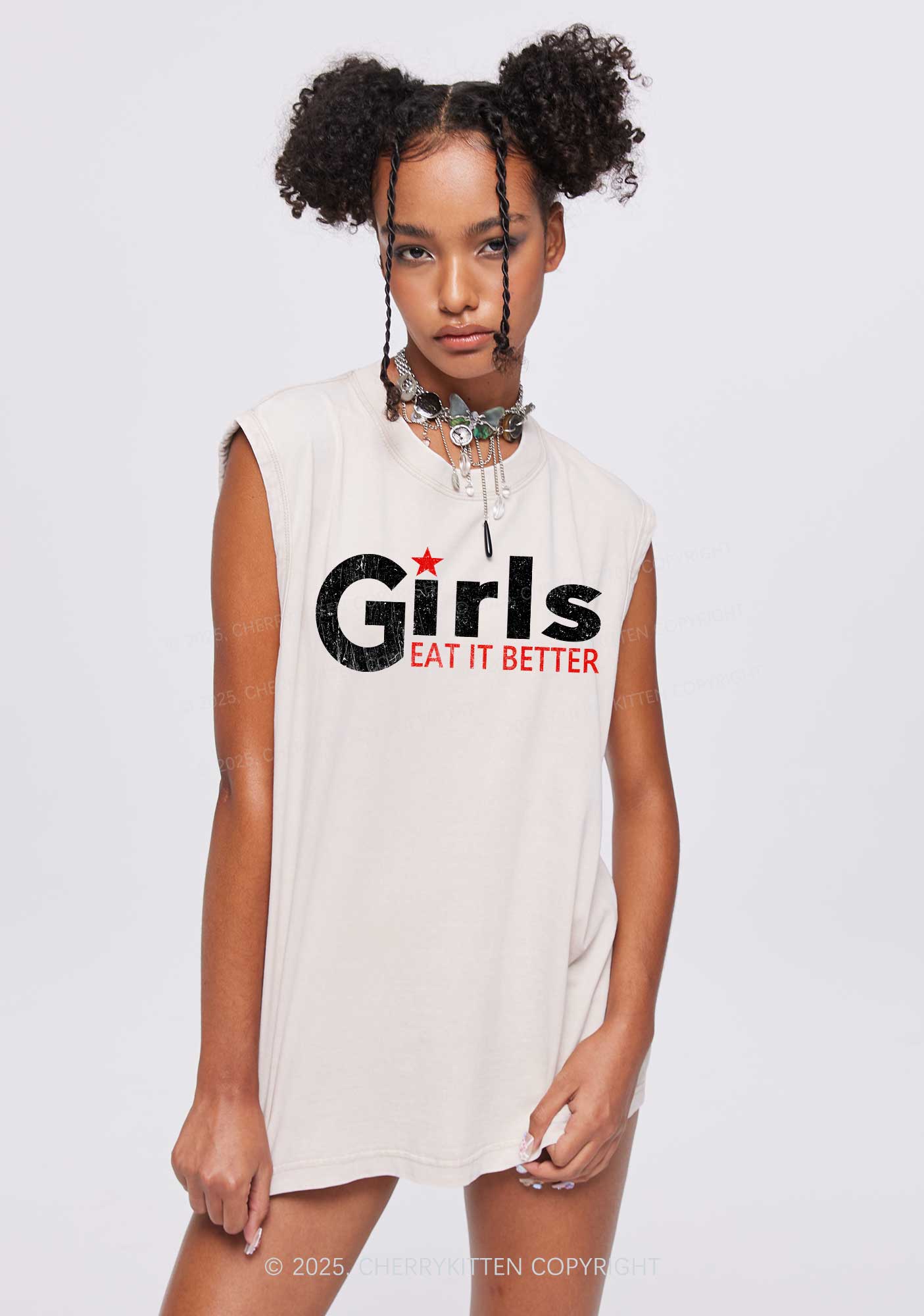 Girls Eat It Better Pride Y2K Washed Muscle Tank Cherrykitten