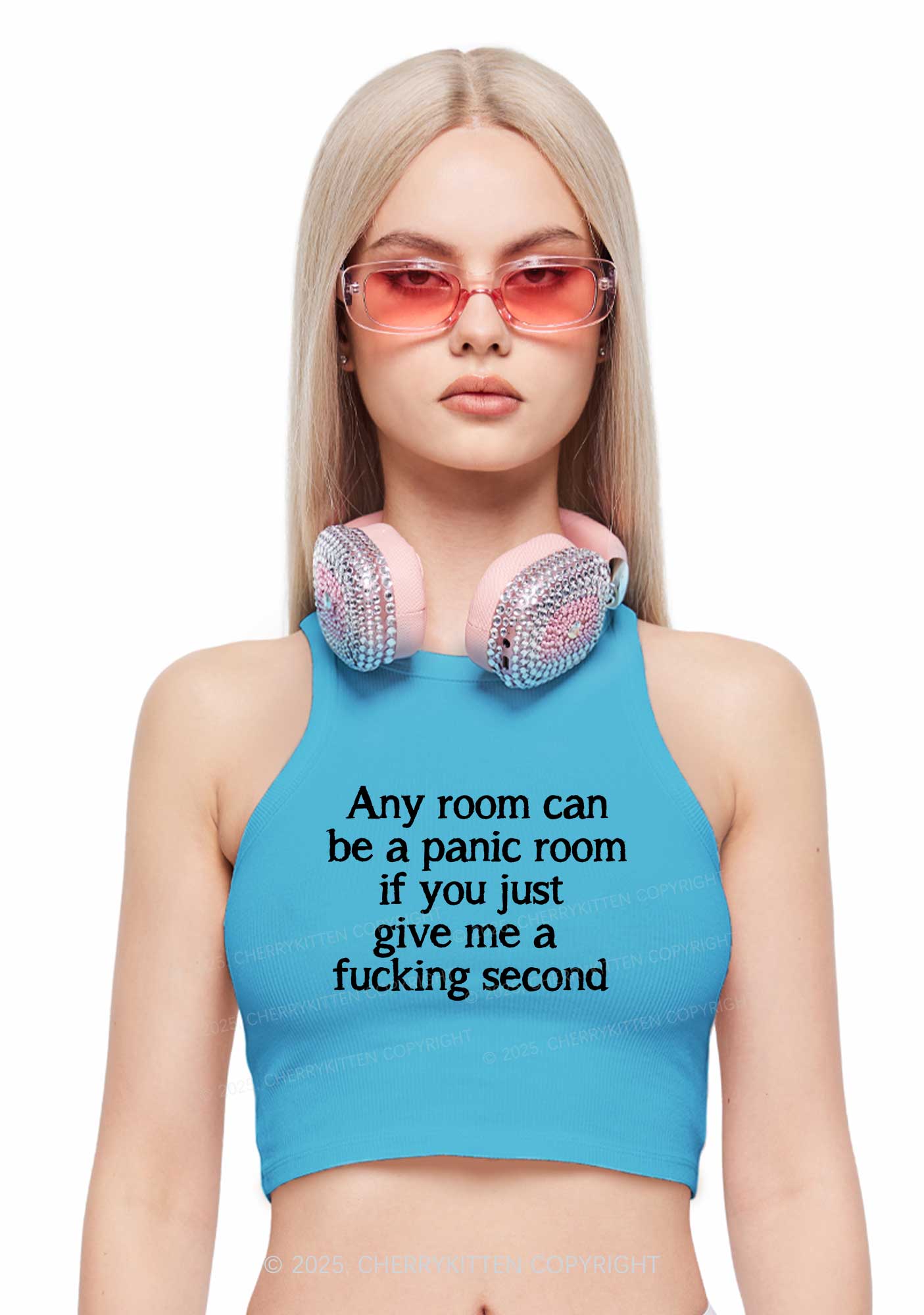 Any Room Can Be Panic Y2K Crop Tank Top Cherrykitten