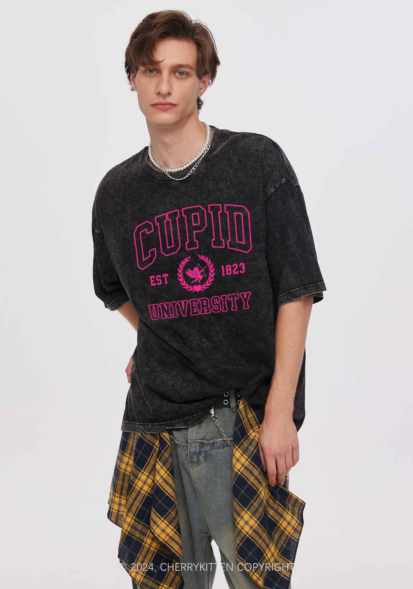 Cupid University Y2K Valentine's Day Washed Tee Cherrykitten