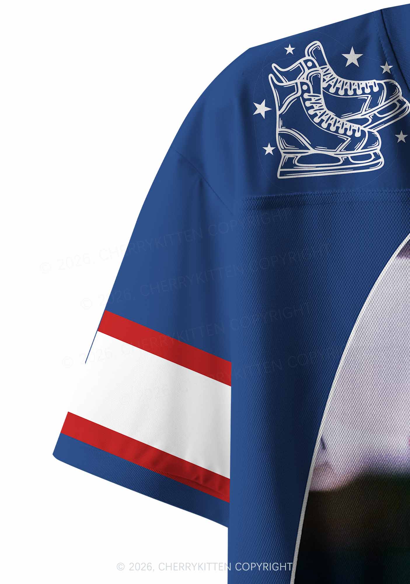 Blue Hockey Match HR Y2K Crop Sport Jersey Shirts Cherrykitten