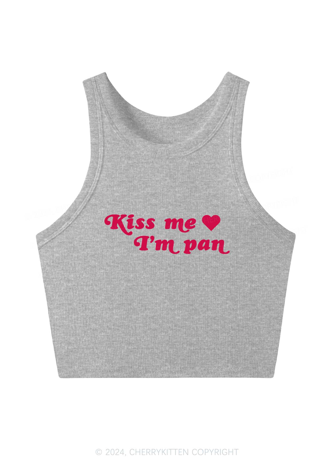 Kiss Me Im Pan Y2K Crop Tank Top Cherrykitten