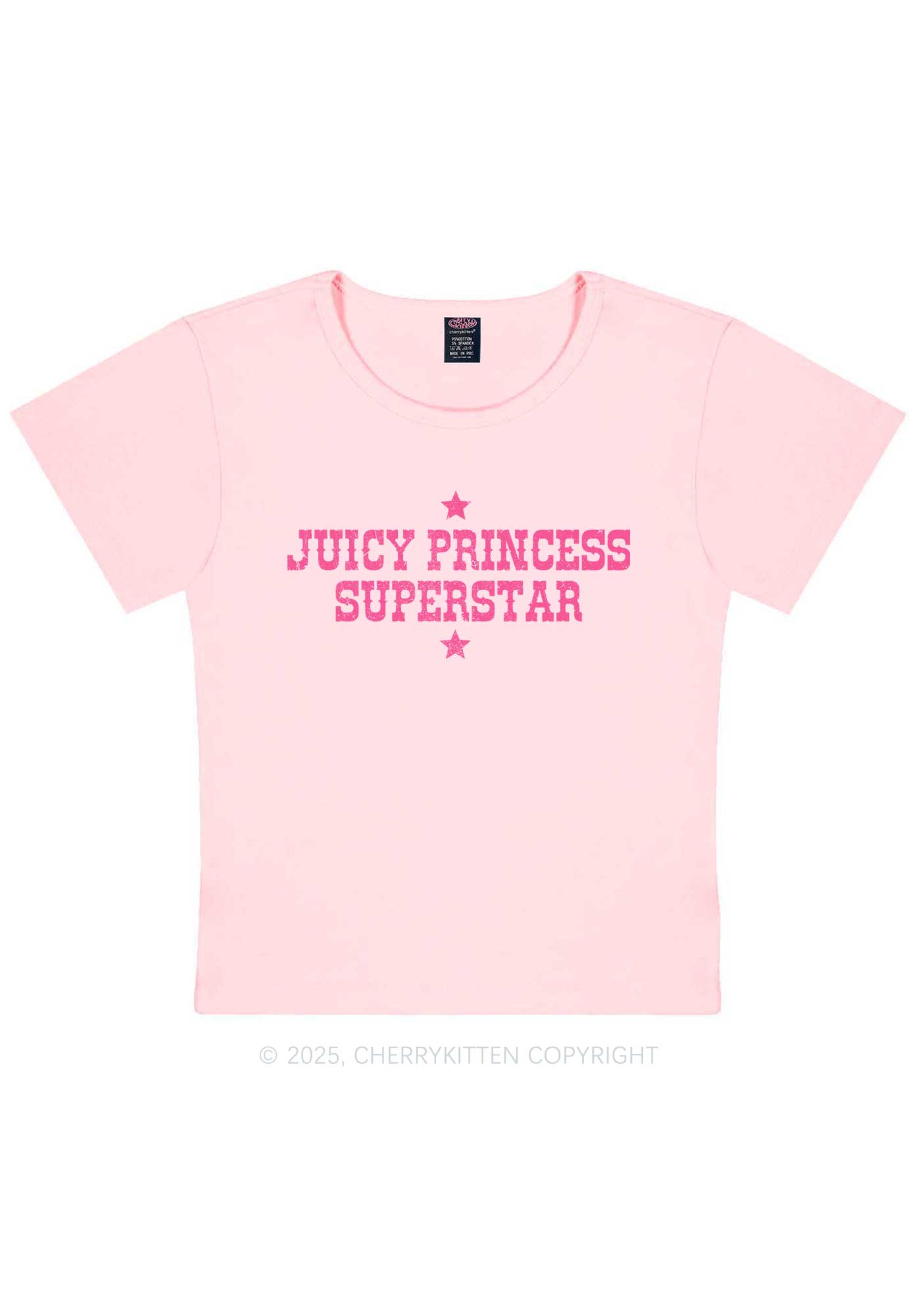 Juicy Princess Superstar Y2K Baby Tee Cherrykitten