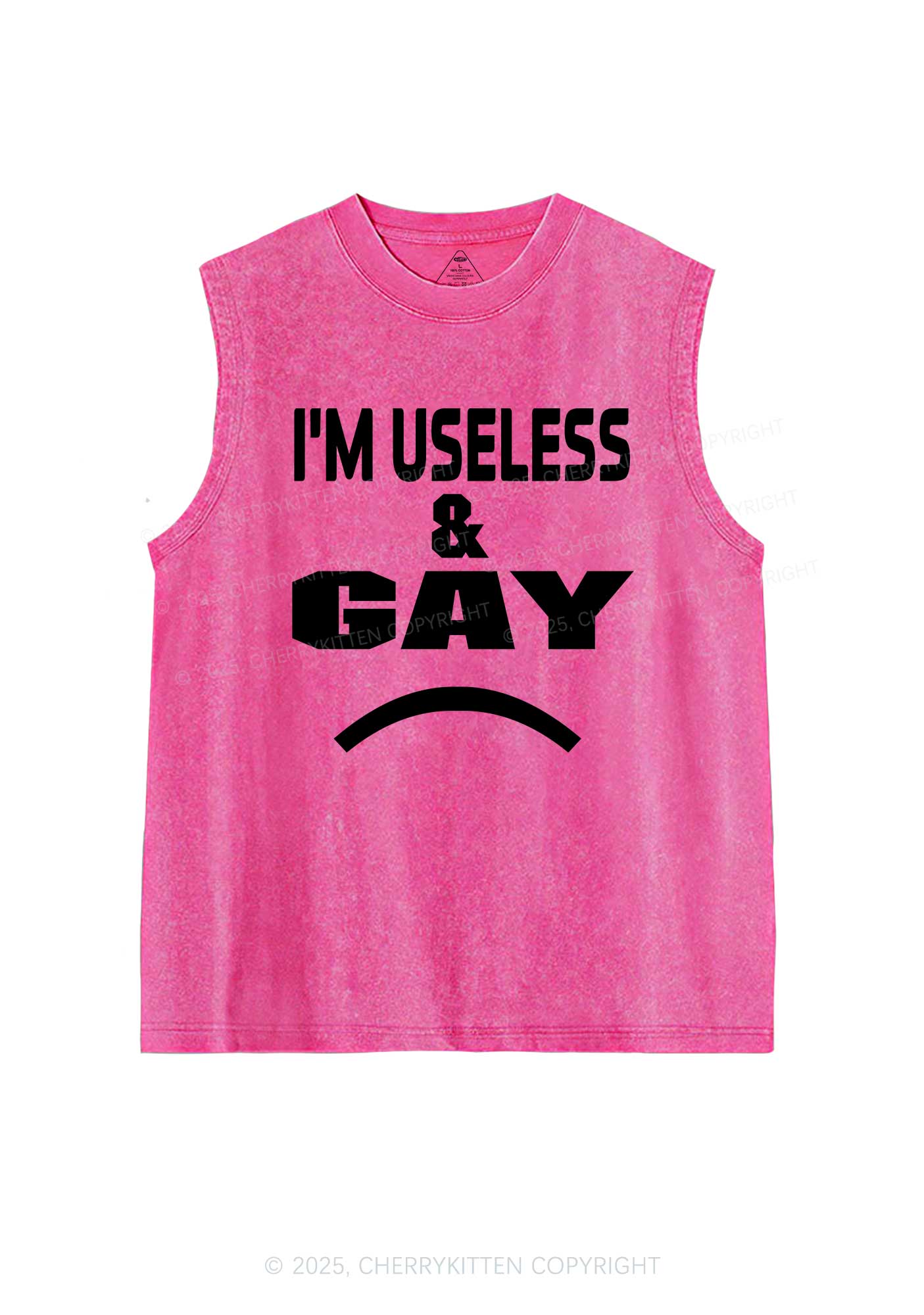 Useless Gay Pride Y2K Washed Muscle Tank Cherrykitten