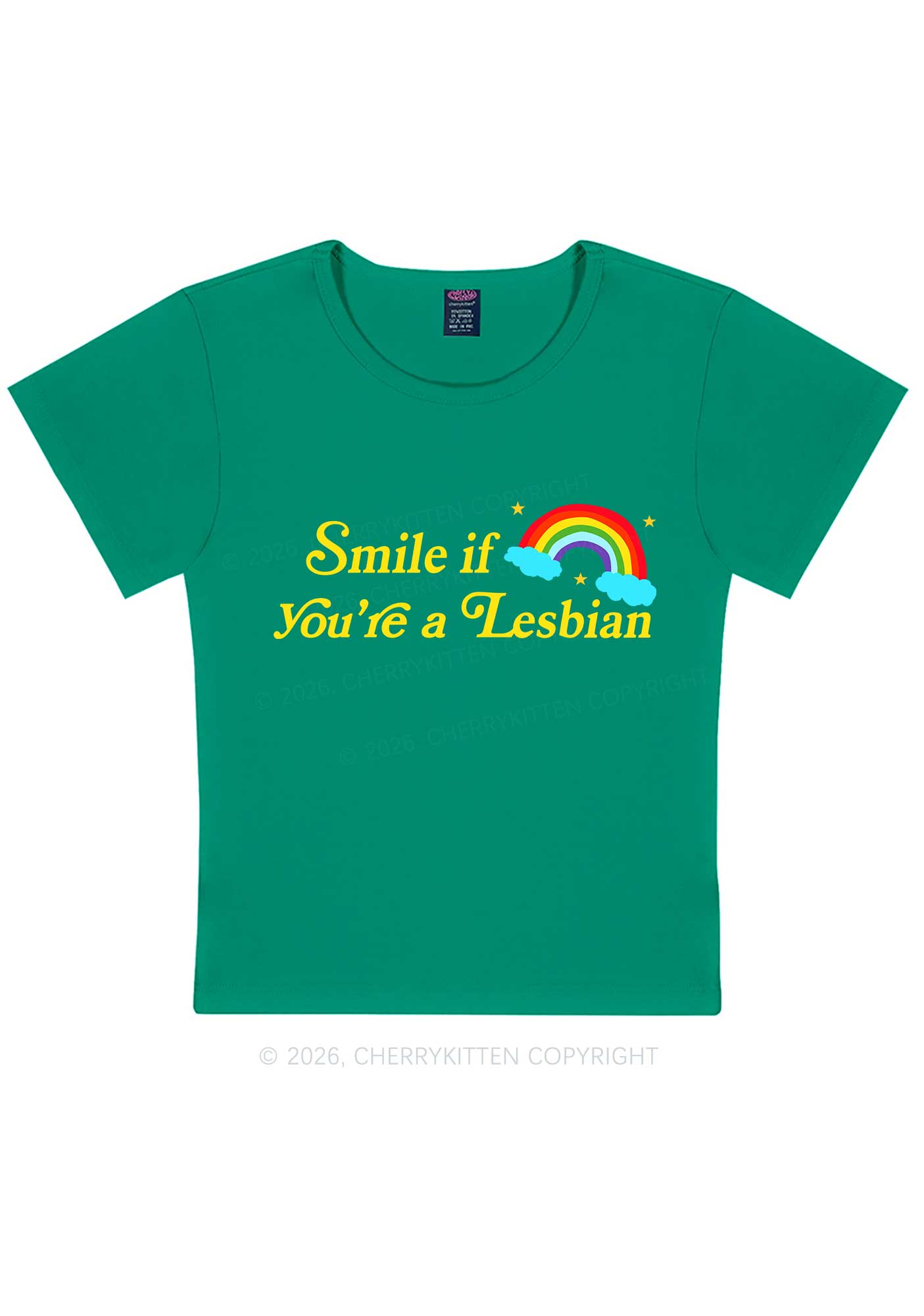 Smile If You Are Lesbian Pride Y2K Baby Tee Cherrykitten