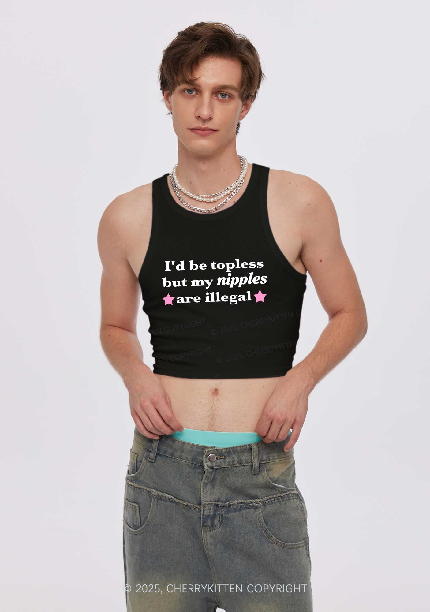 Nixxles Are Illegal Y2K Crop Tank Top Cherrykitten