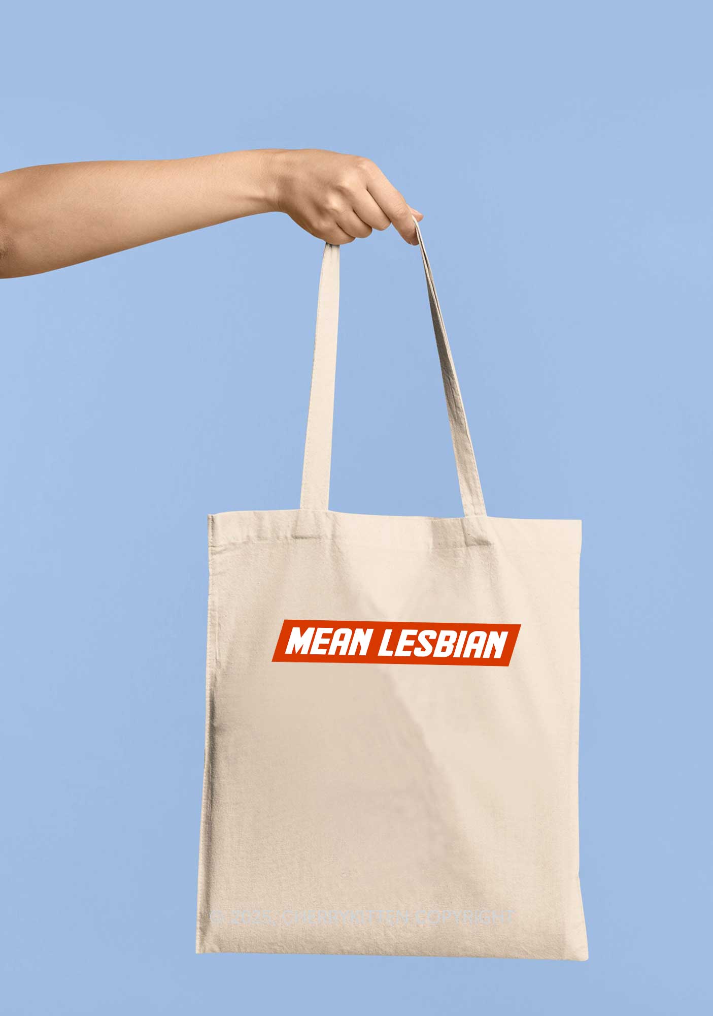 Mean Lesbian Pride Y2K Canvas Tote Bag Cherrykitten