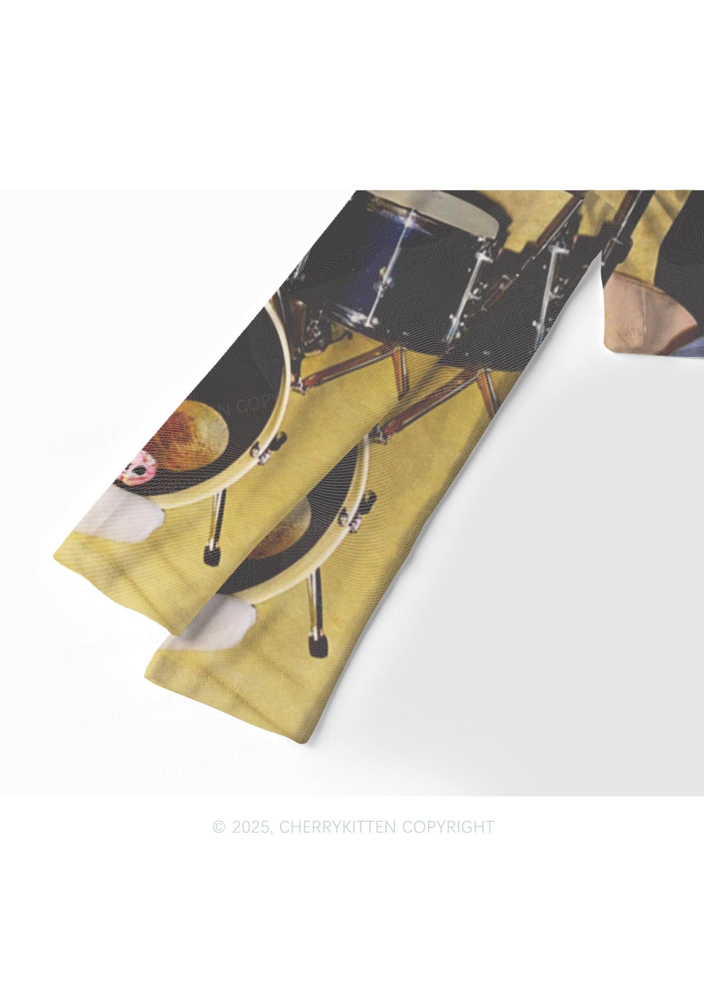Hamster Rock Band Y2K Mesh Long Sleeve Crop Top Cherrykitten