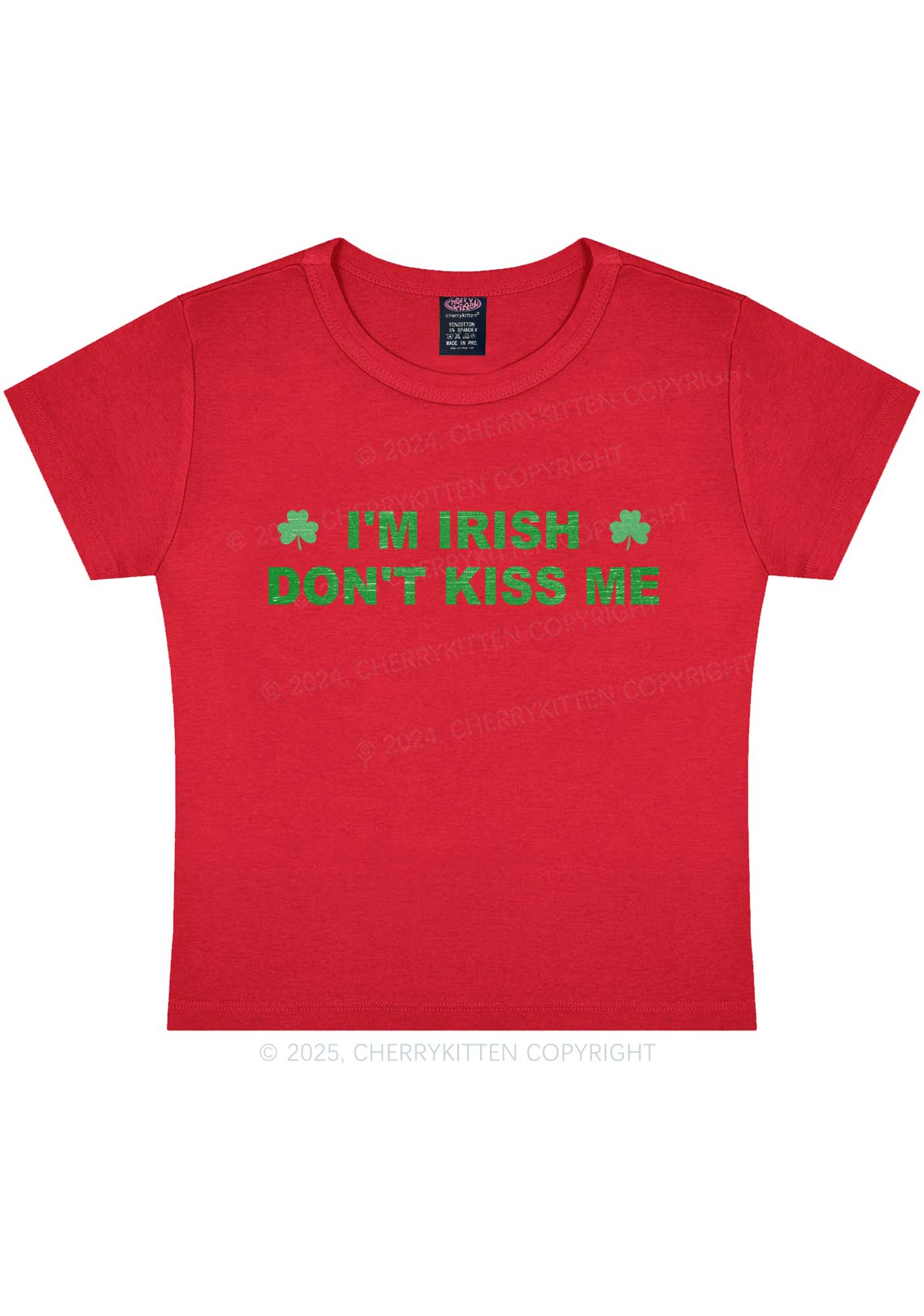 Dont Kiss Irish St Patricks Y2K Baby Tee Cherrykitten