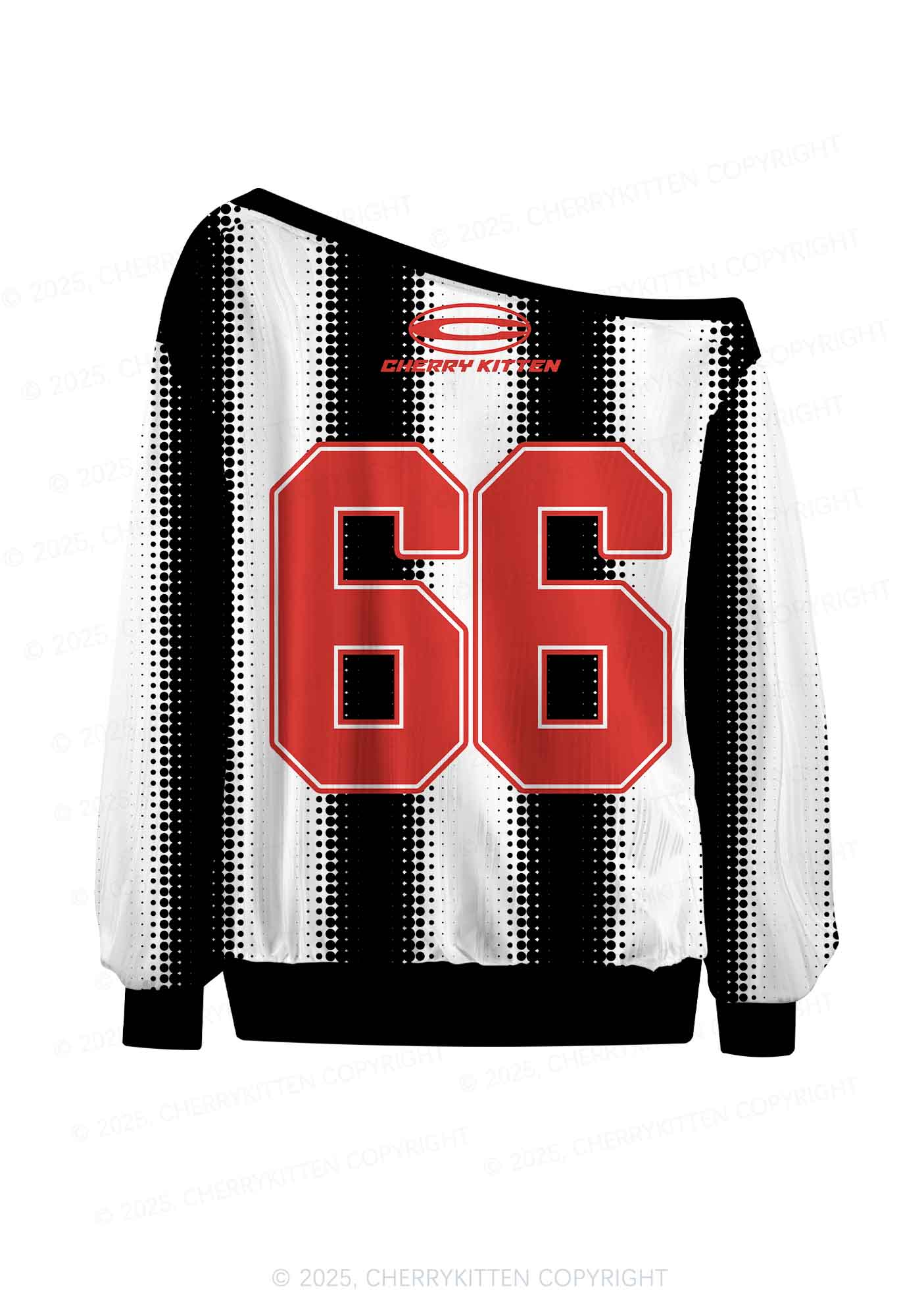 Halloween Custom Black Satan Heart Y2K Off Shoulder Long Sleeve Sport Jersey Shirts Cherrykitten