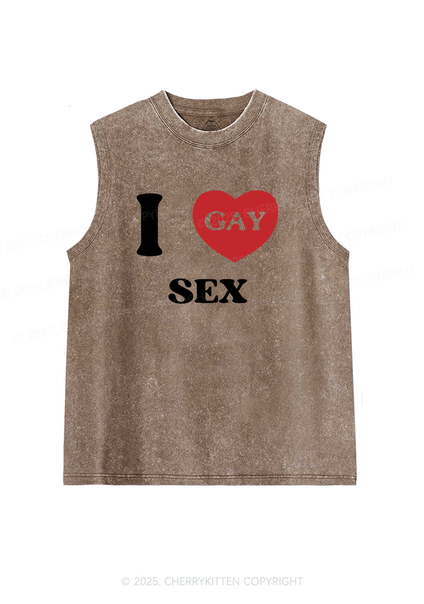I Love Sx Gay Pride Y2K Washed Muscle Tank Cherrykitten