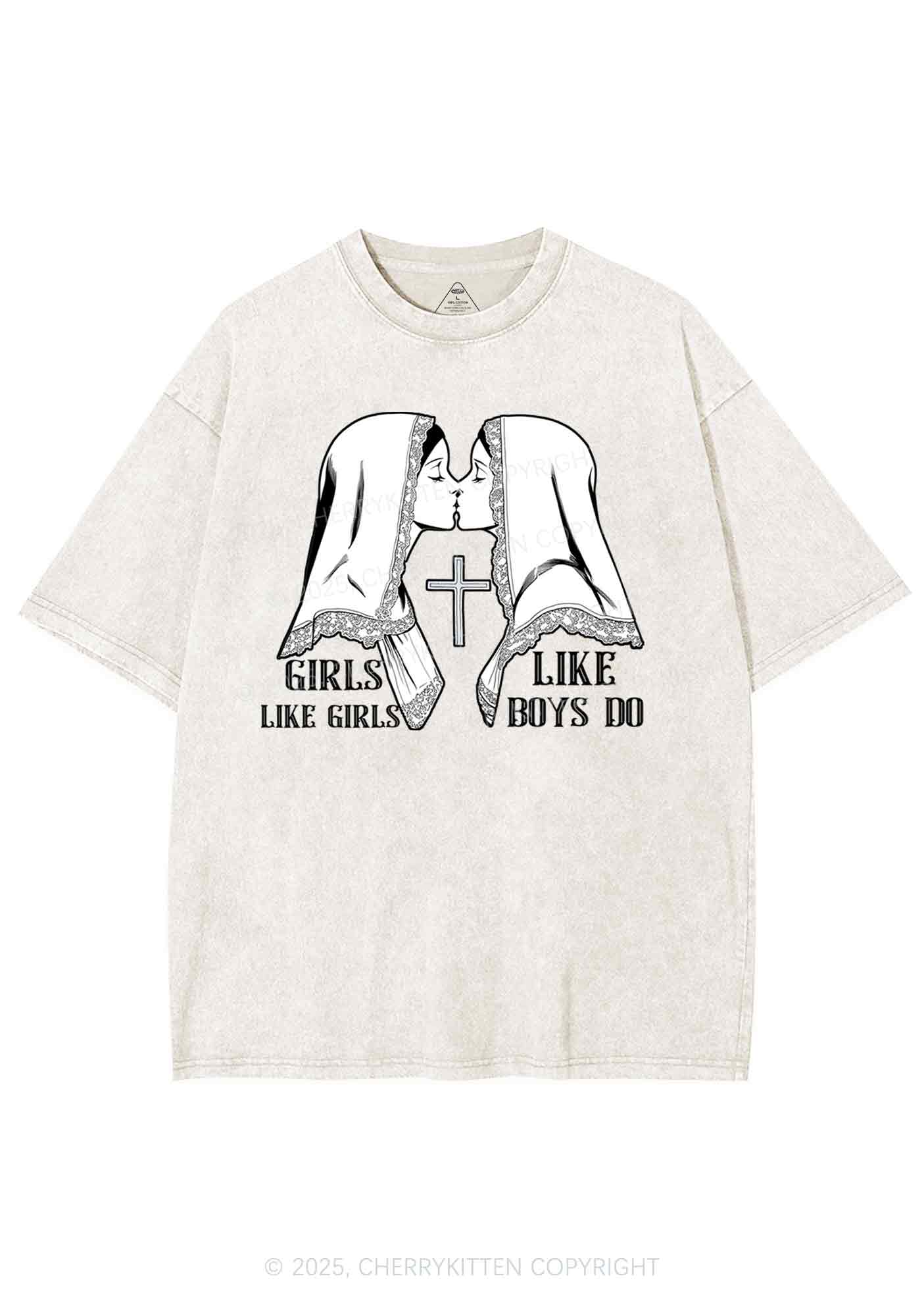 Girls Like Girls Pride Y2K Shirts Washed Tee Cherrykitten