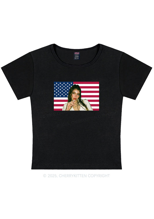 Custom Portrait Flag Y2K Baby Tee Cherrykitten