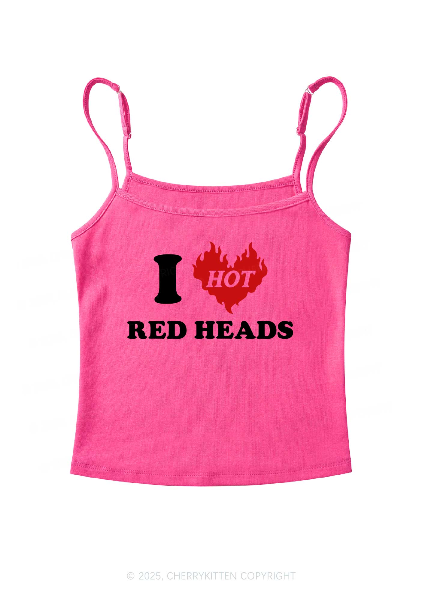 I Love Hot Red Heads Y2K Spaghetti Strap Cami Cherrykitten