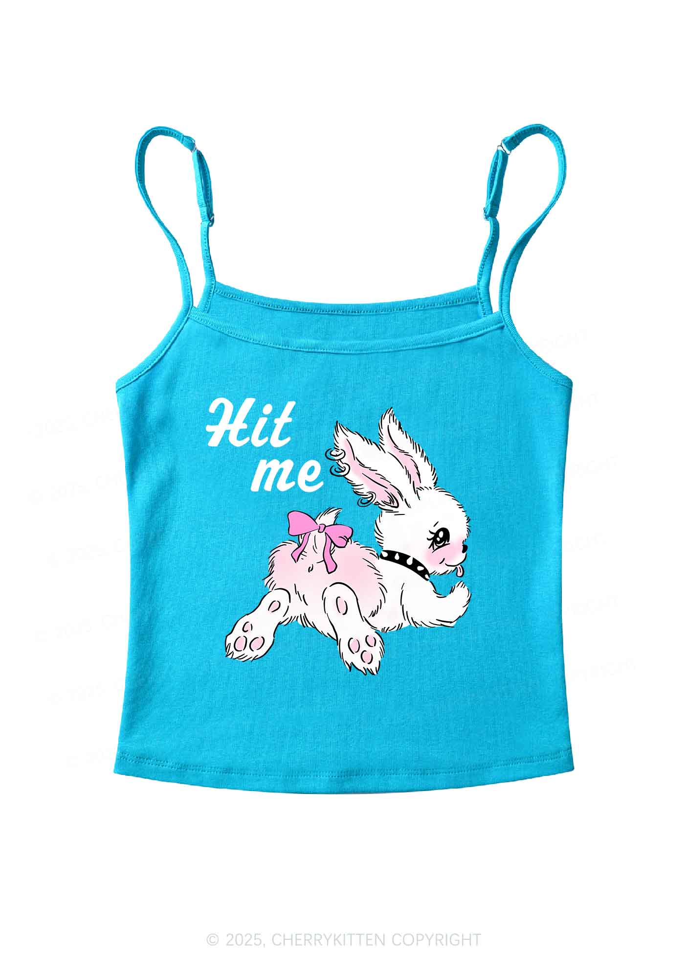 Hit Me White Bunny Y2K Spaghetti Strap Cami Cherrykitten