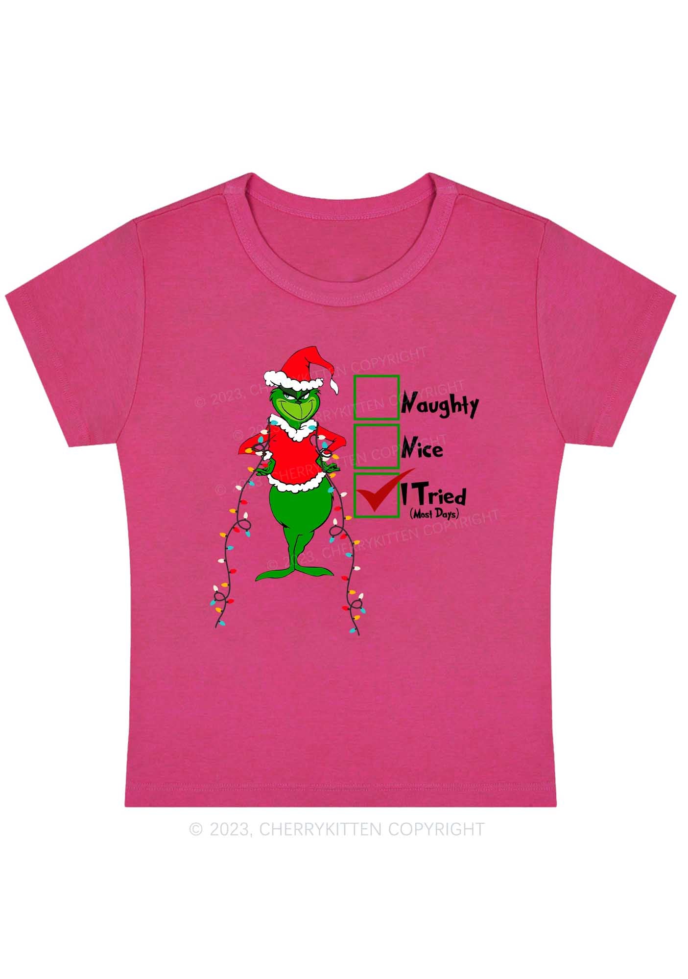 I Tried Most Days Christmas Baby Tee Cherrykitten