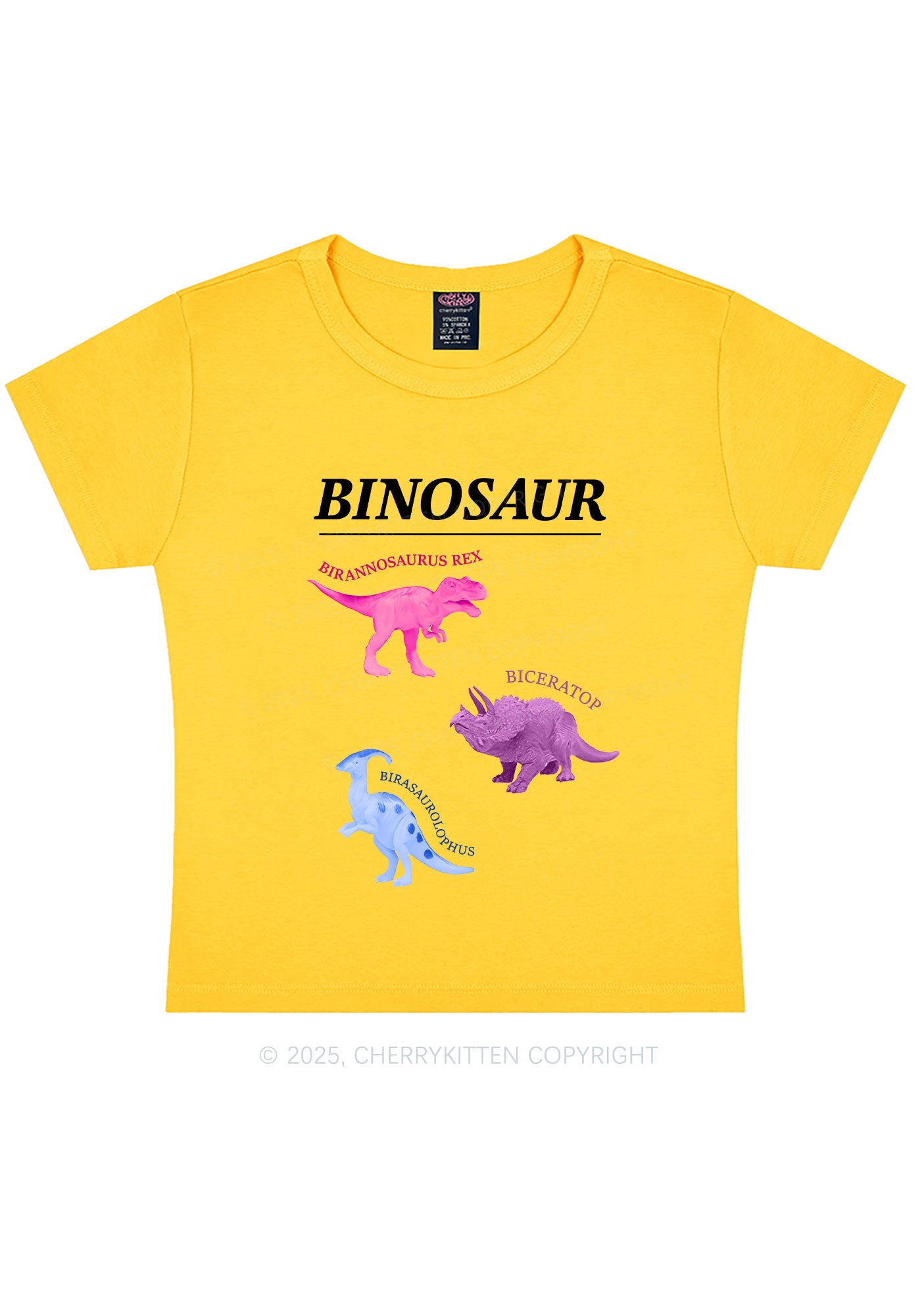 Binosaur Pride Y2K Baby Tee Cherrykitten