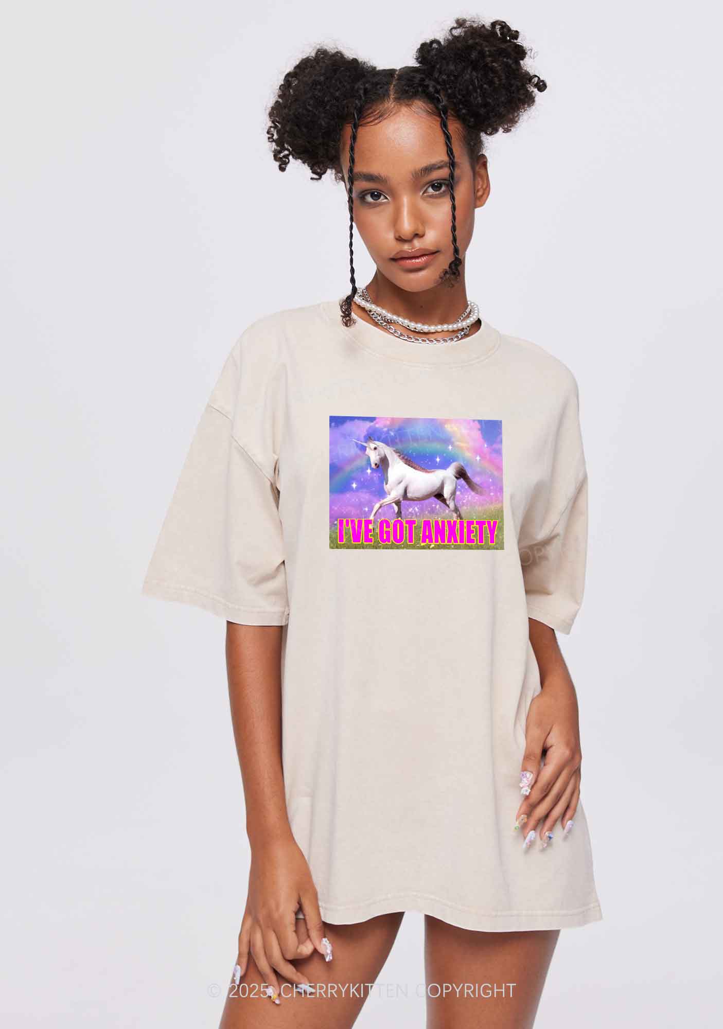 I've Got Anxiety Y2K Shirts Washed Tee Cherrykitten