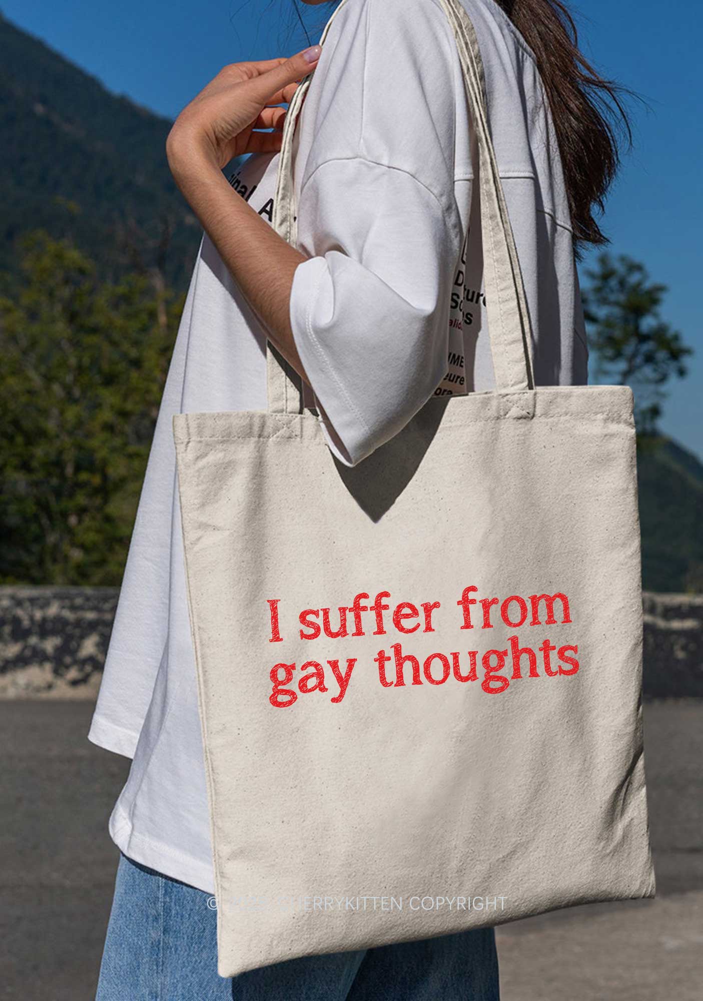 Suffer From Gay Thoughts Pride Y2K Canvas Tote Bag Cherrykitten