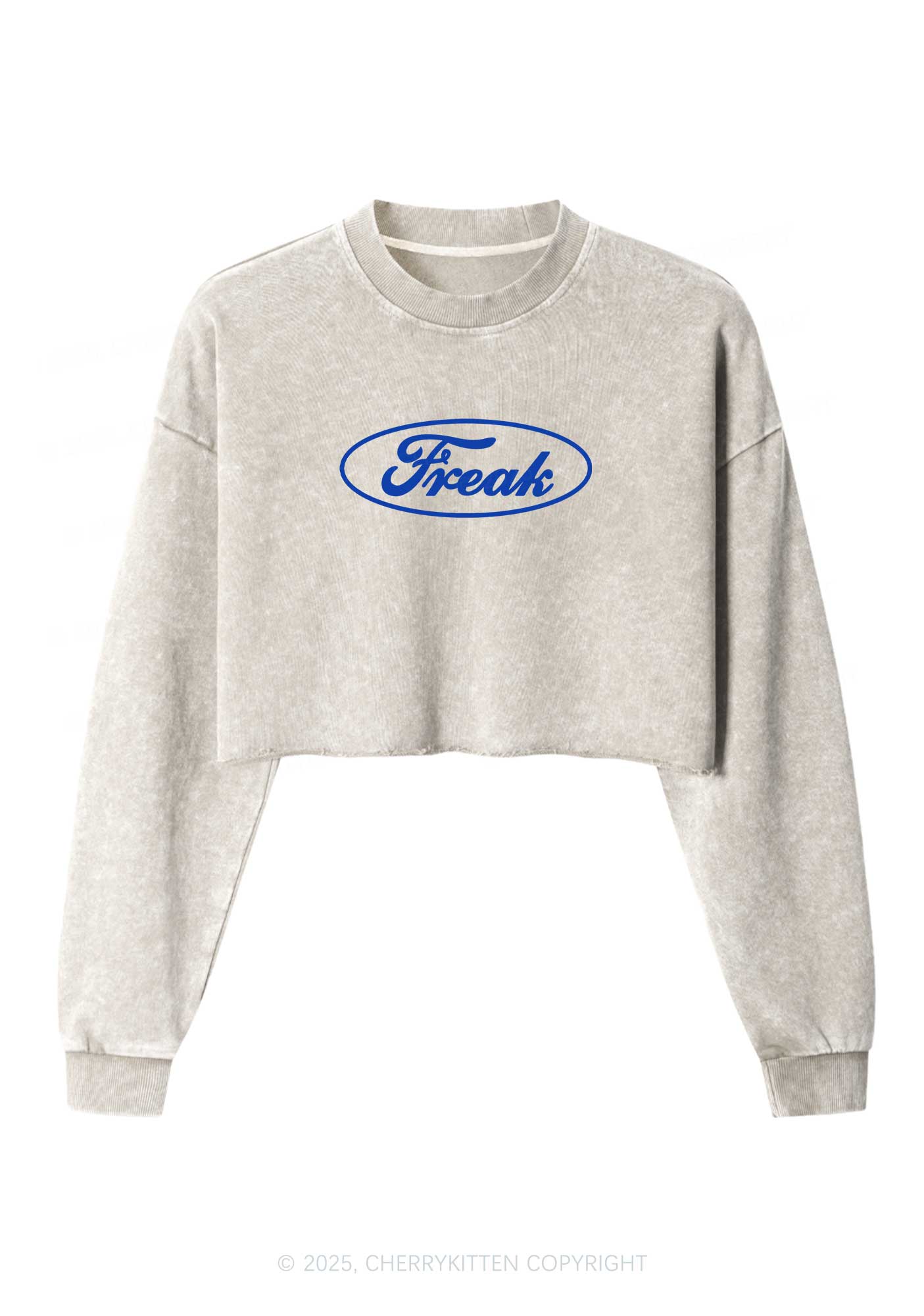 Oval Freak Y2K Crop Washed Sweatshirts Cherrykitten