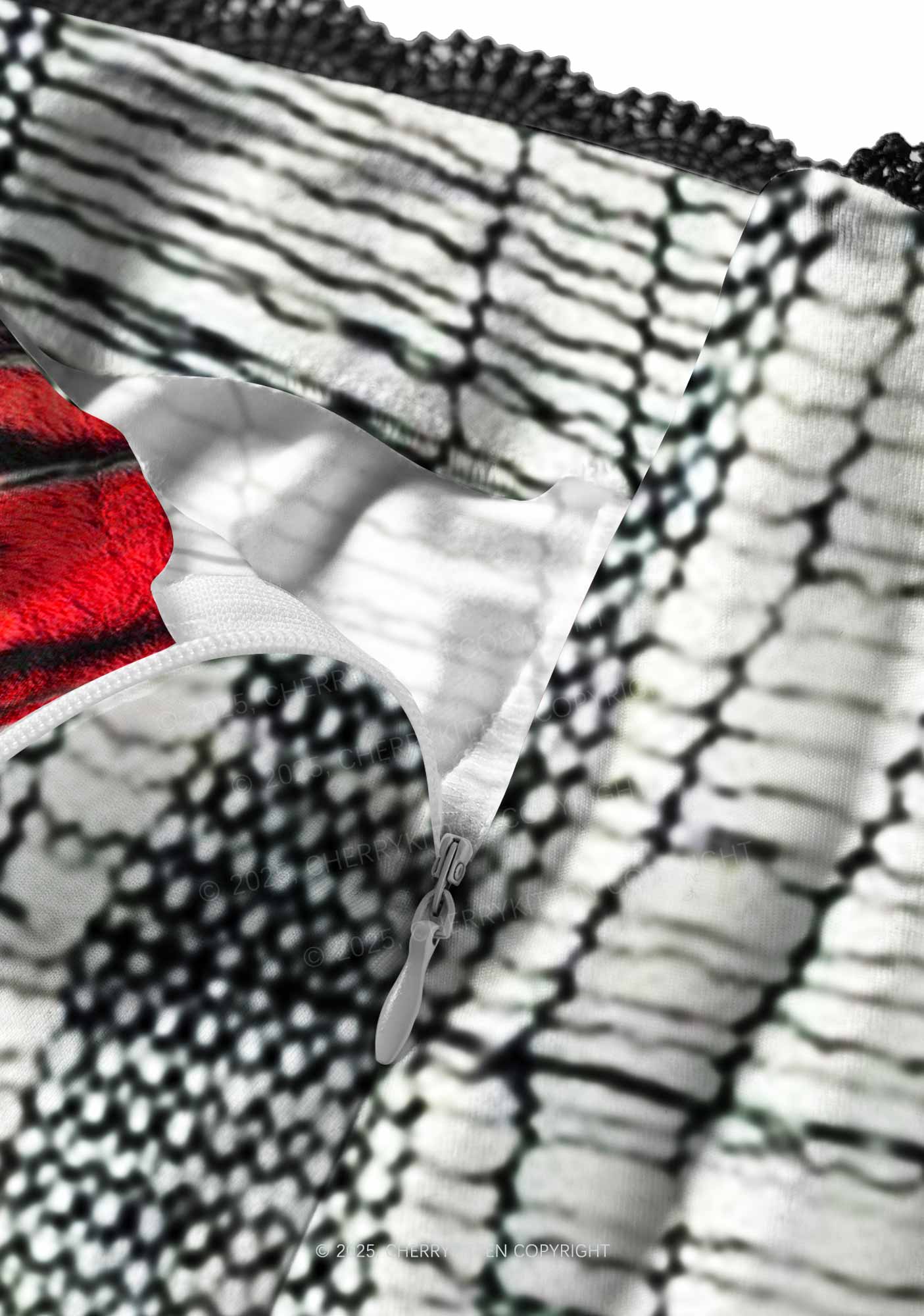 Tiger Striped Red Block Y2K Print Midi Skirt Cherrykitten
