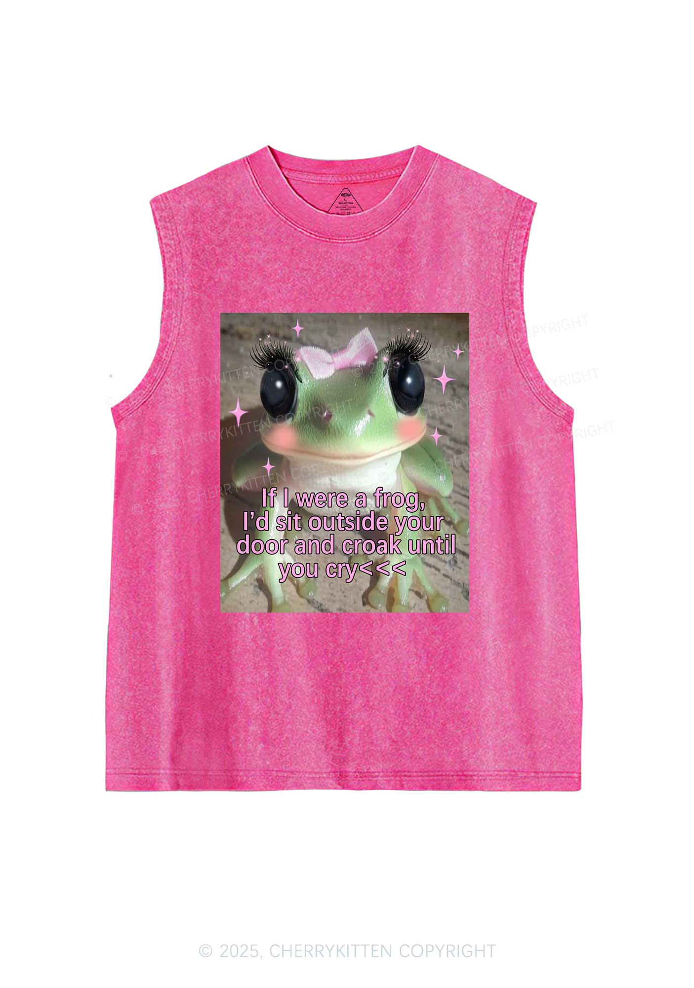 If I Were Frog Y2K Washed Muscle Tank Cherrykitten
