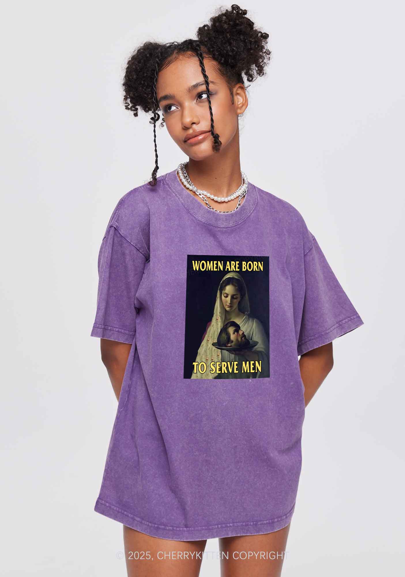 Women Born To Serve Y2K Washed Tee Cherrykitten