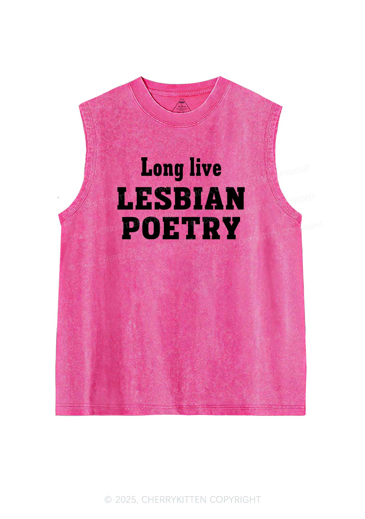 Lesbian Poetry Pride Y2K Washed Muscle Tank Cherrykitten